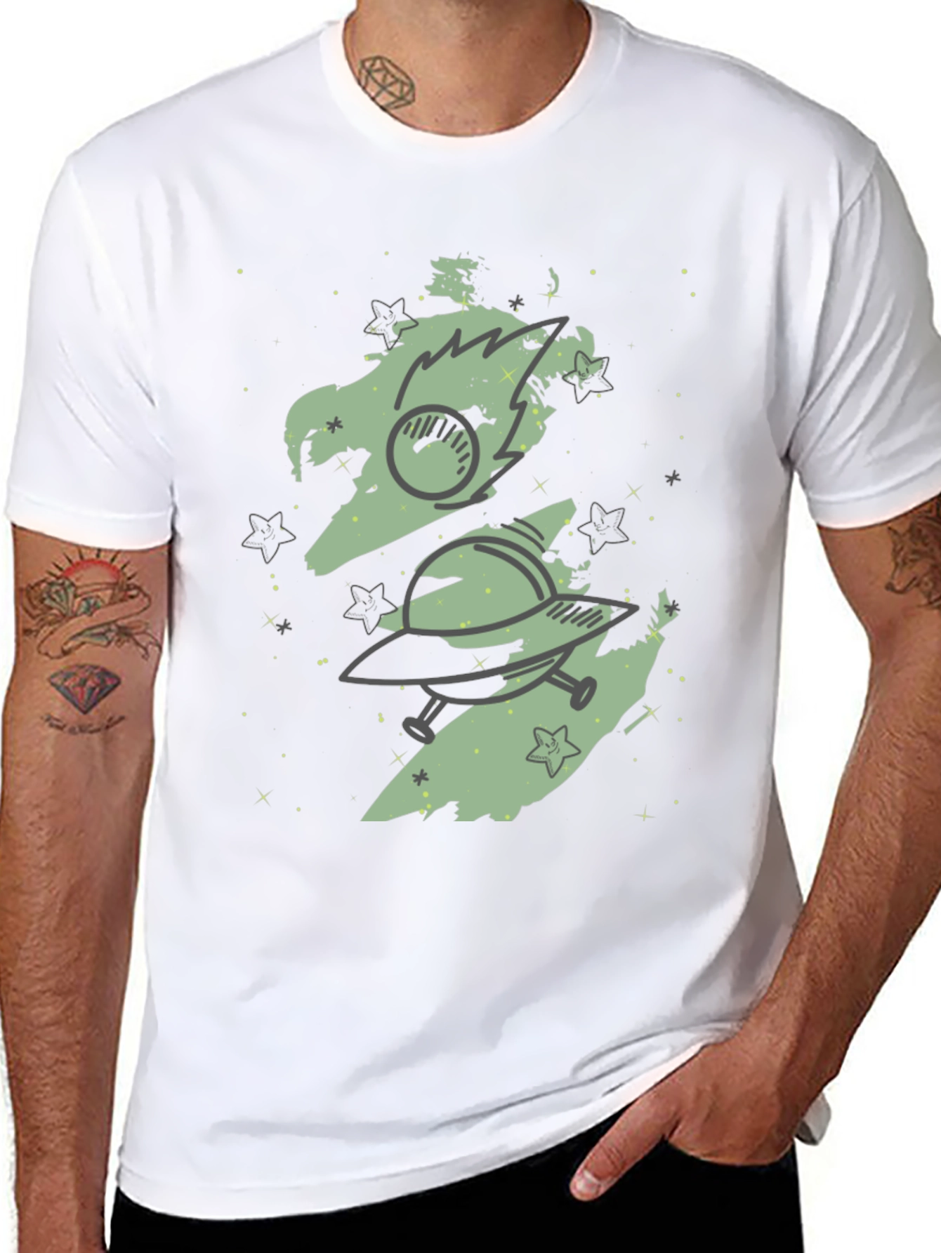 Space Adventure Graphic Tee - Black Cotton Blend