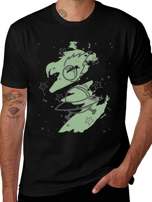 Space Adventure Graphic Tee - Black Cotton Blend