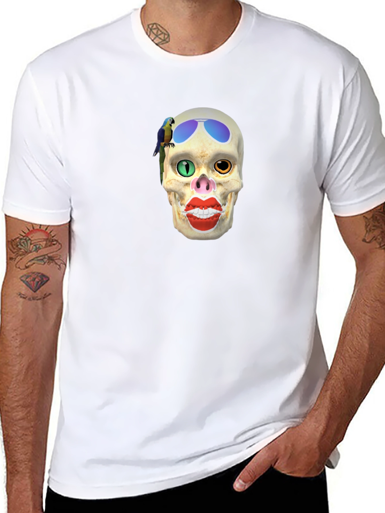Skull Parrot Sunglasses T-Shirt