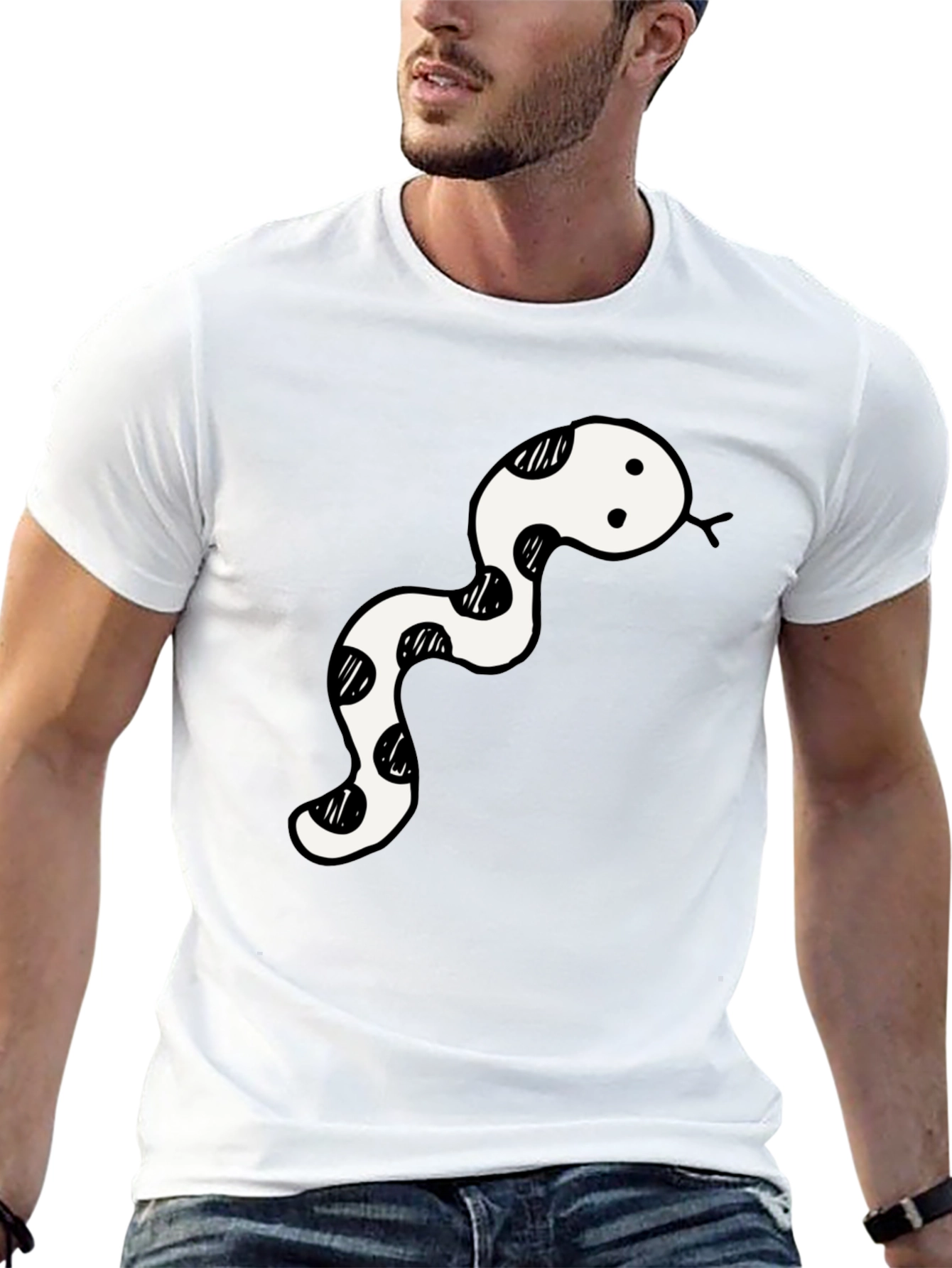 Black T-Shirt with Snake Design