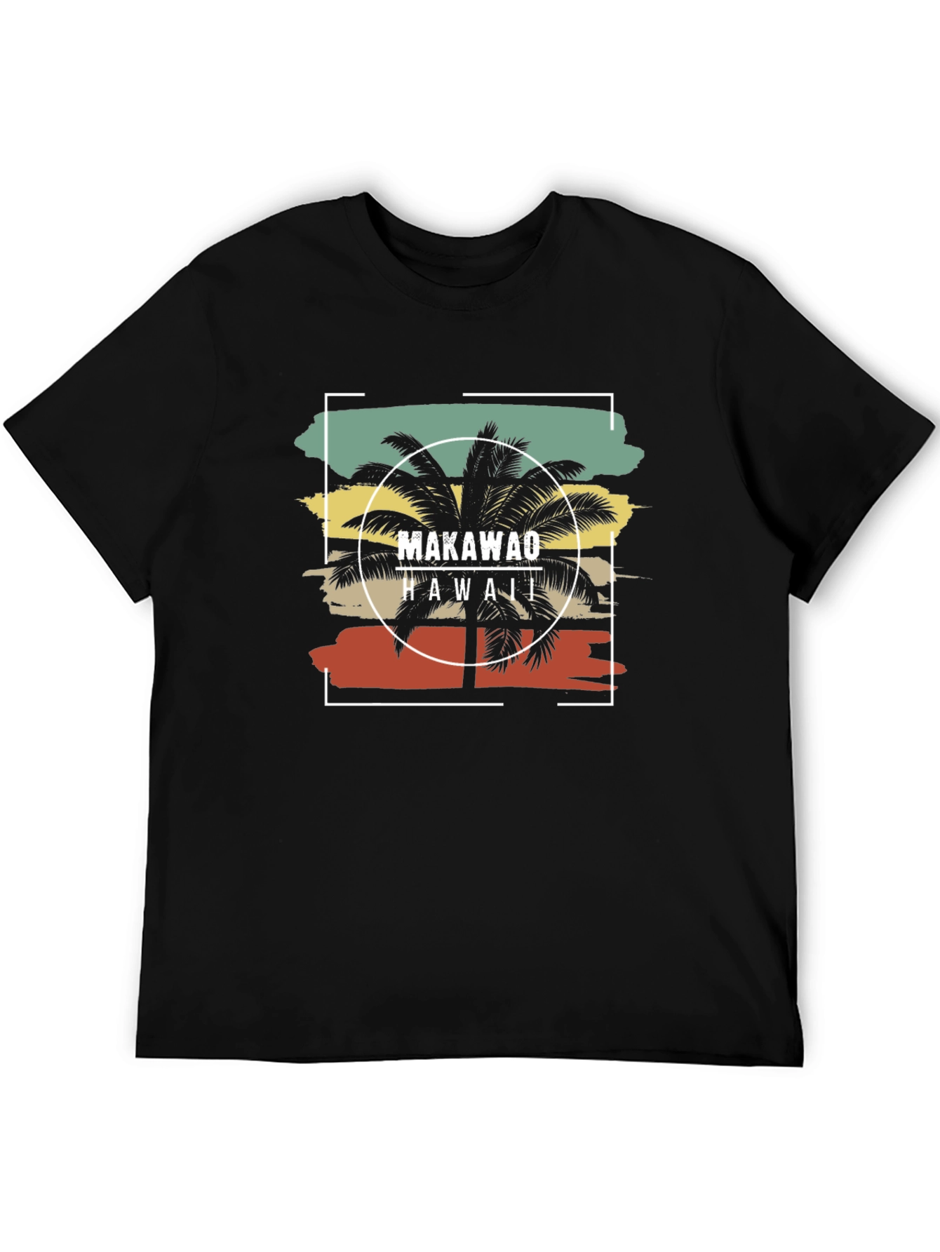 Makawao Hawaii Palm Tree Black T-Shirt