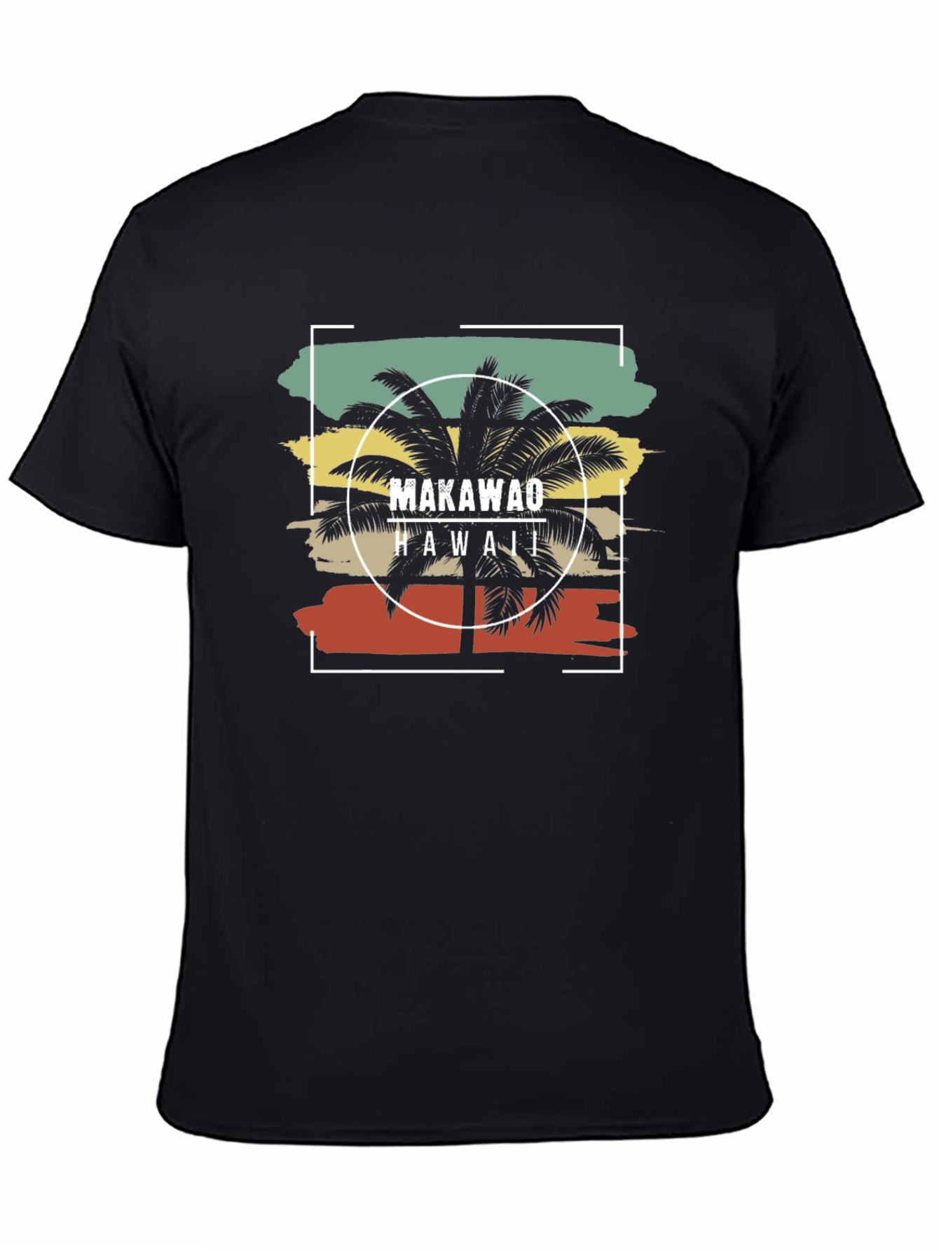 Makawao Hawaii Palm Tree Black T-Shirt