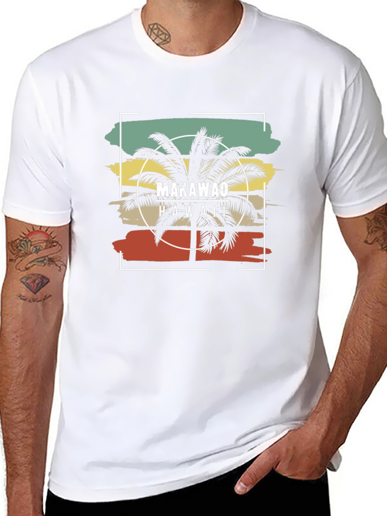 Makawao Hawaii Palm Tree Black T-Shirt