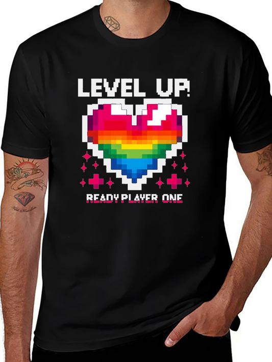 Level Up Pride T-Shirt - Ready Player One Heart Tee