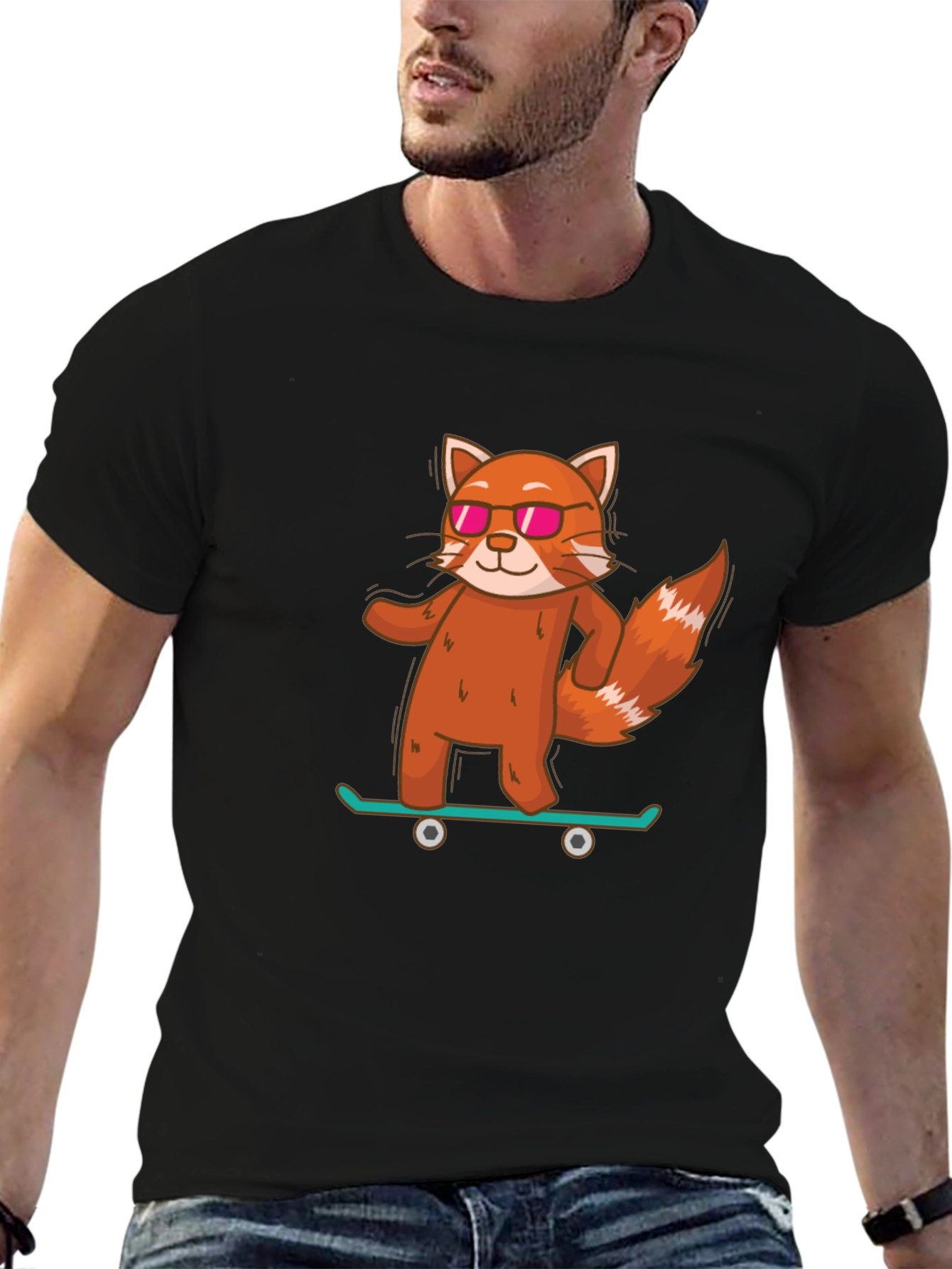 Red Panda Skateboard T-Shirt - Cool & Casual