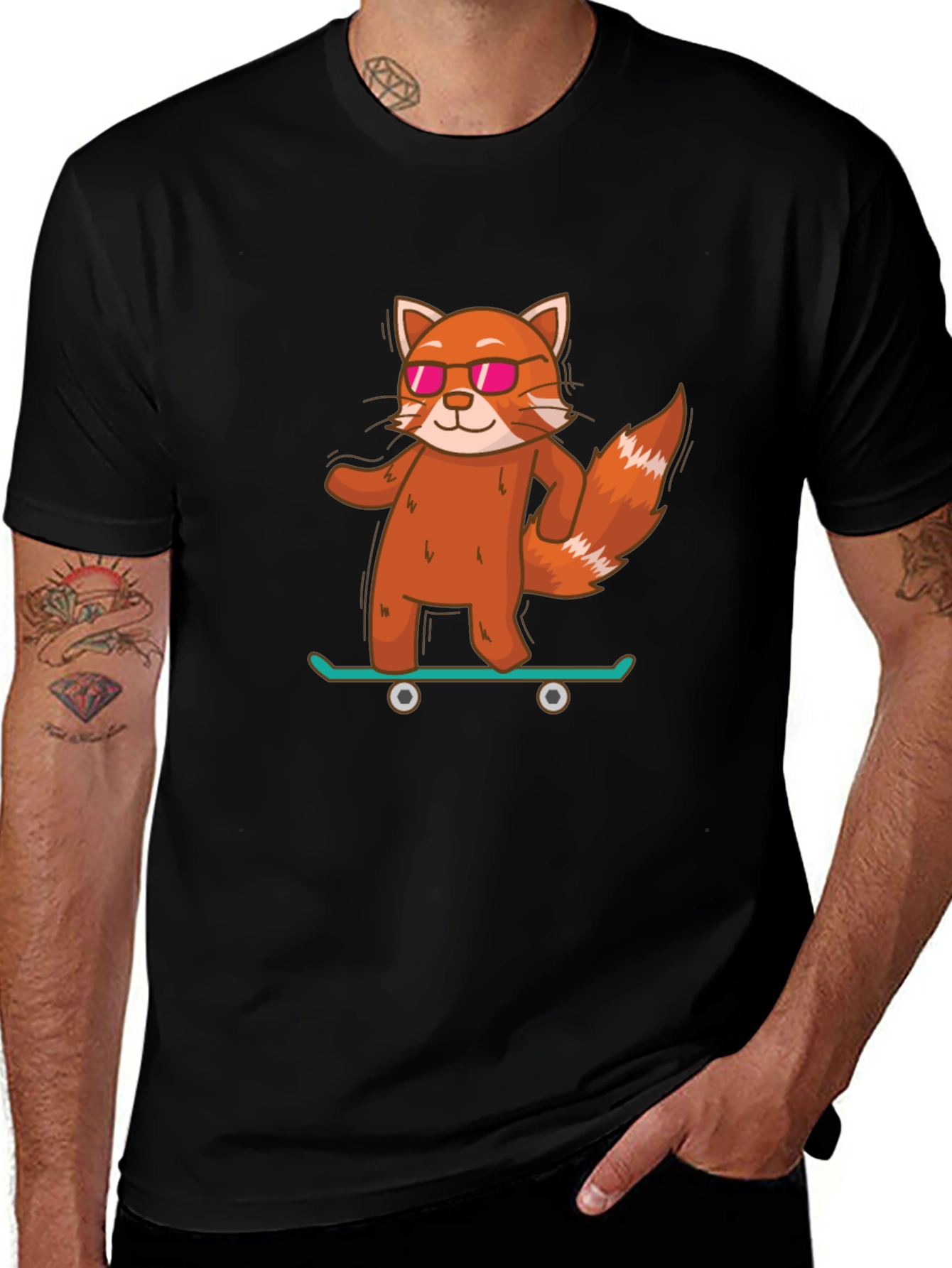 Red Panda Skateboard T-Shirt - Cool & Casual