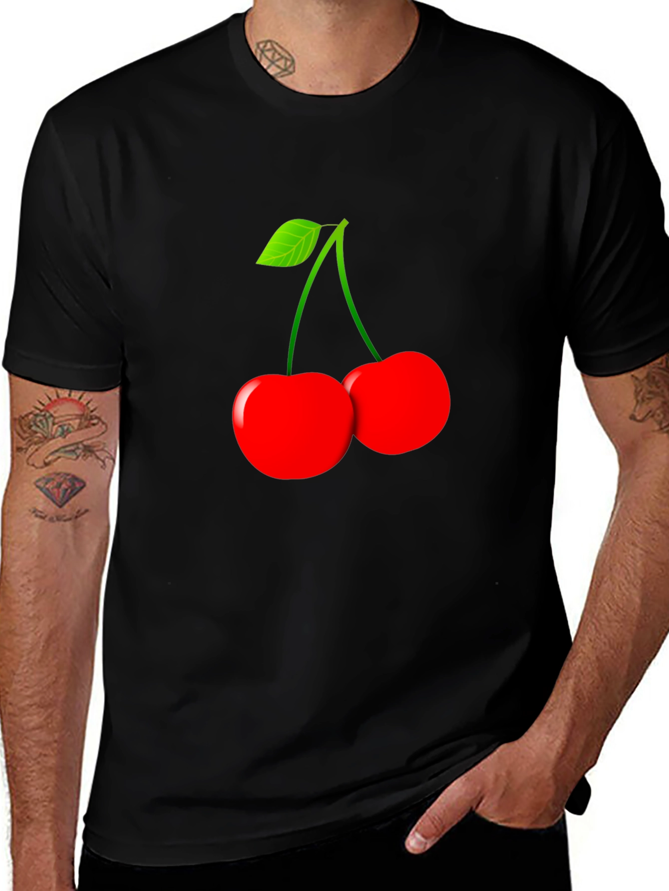 Black Cherry Graphic T-Shirt - Stylish Fruit Design