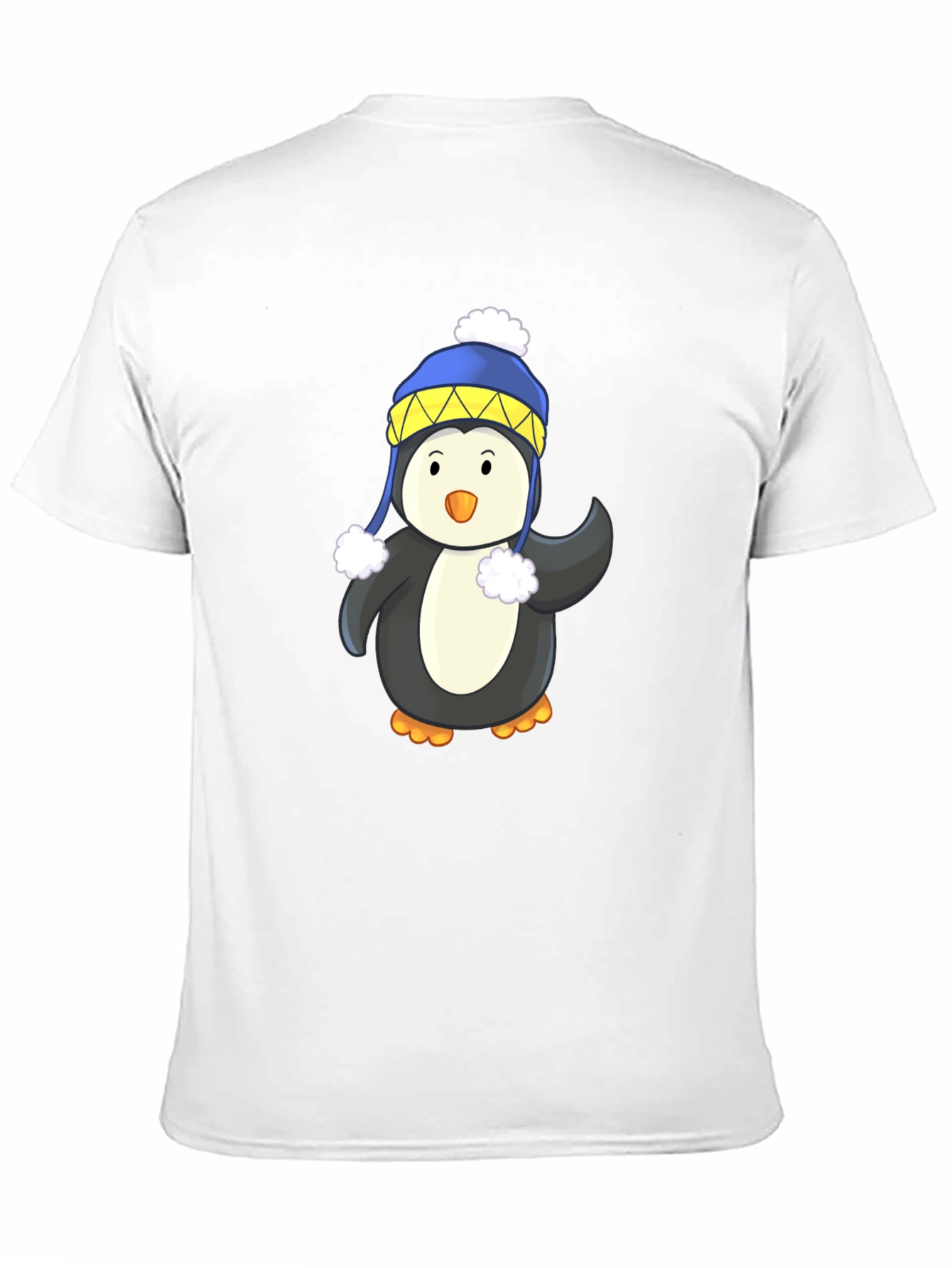 Penguin with Winter Hat Black T-Shirt