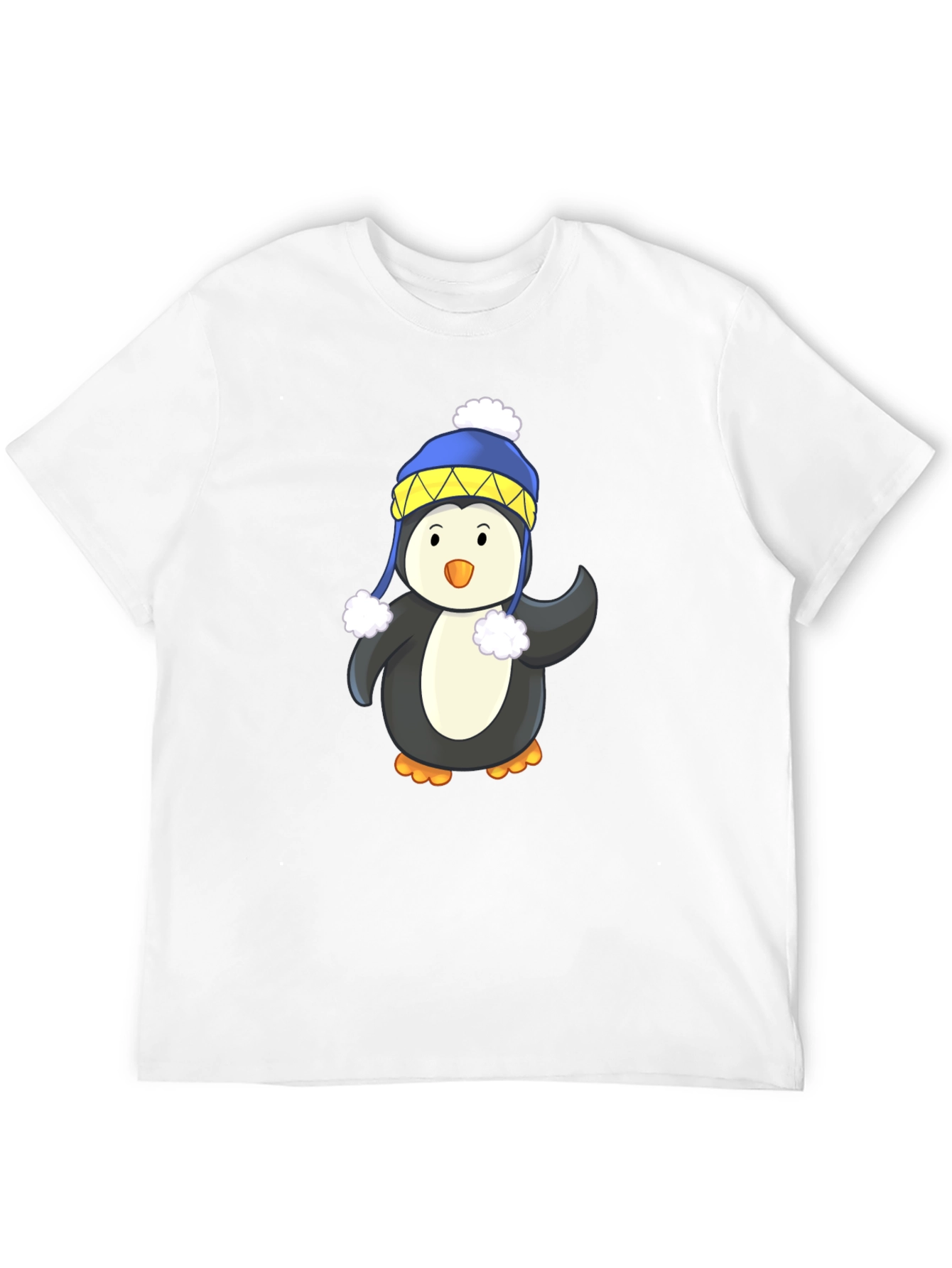 Penguin with Winter Hat Black T-Shirt