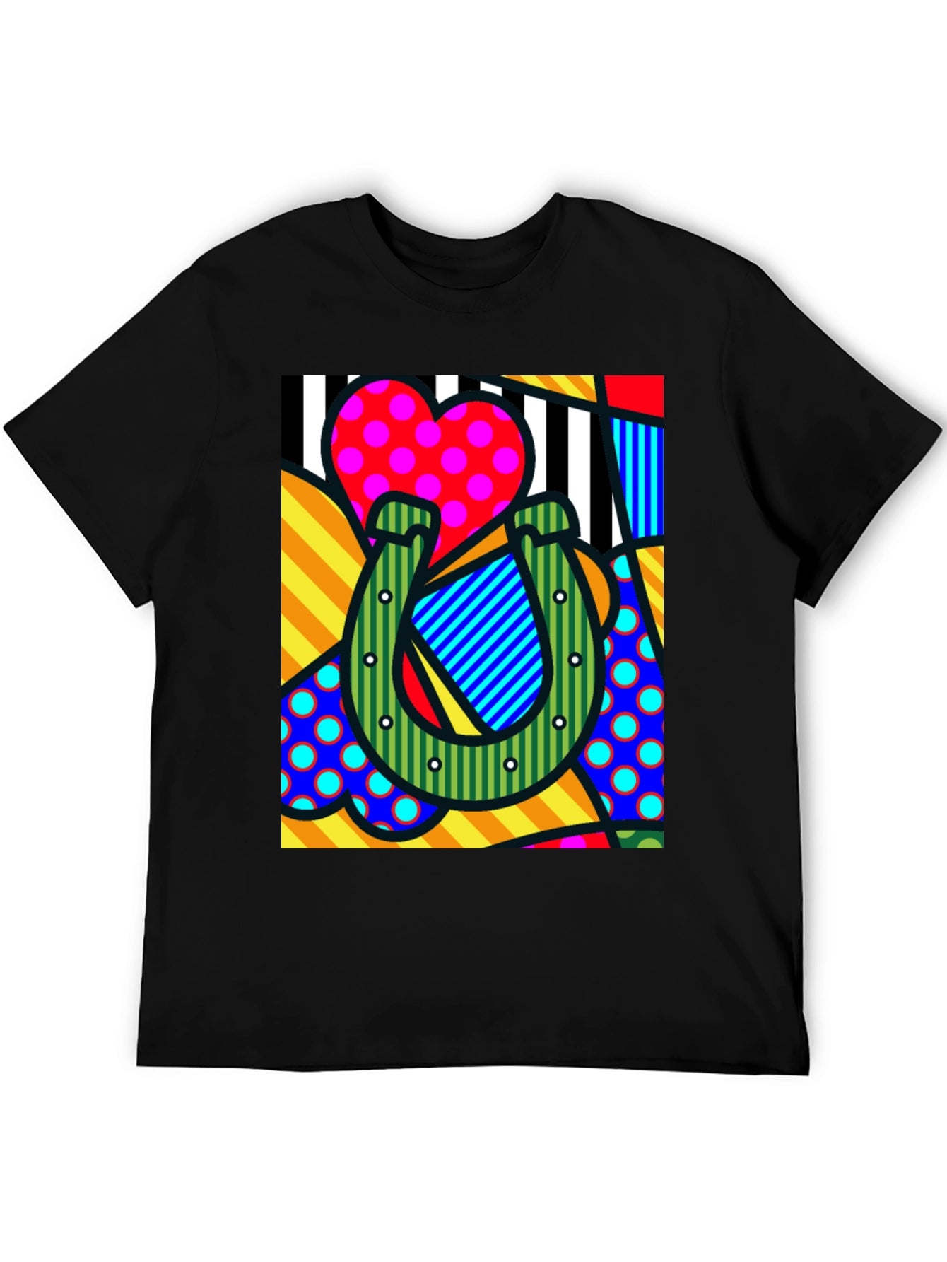 Pop Art Horseshoe Heart Graphic T-Shirt