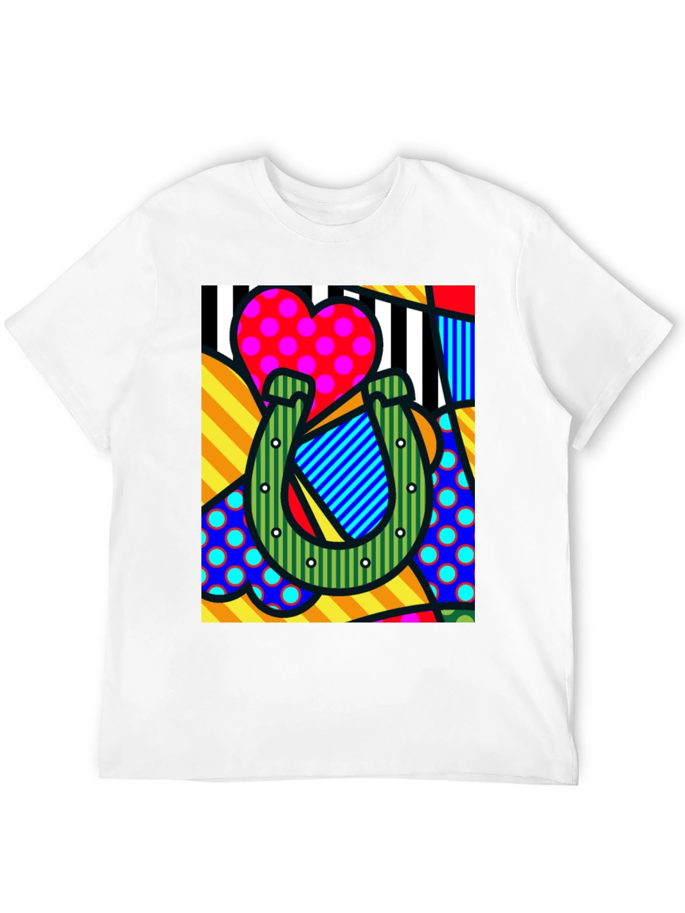 Pop Art Horseshoe Heart Graphic T-Shirt