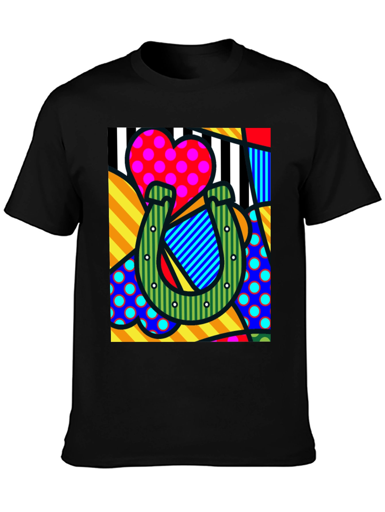 Pop Art Horseshoe Heart Graphic T-Shirt