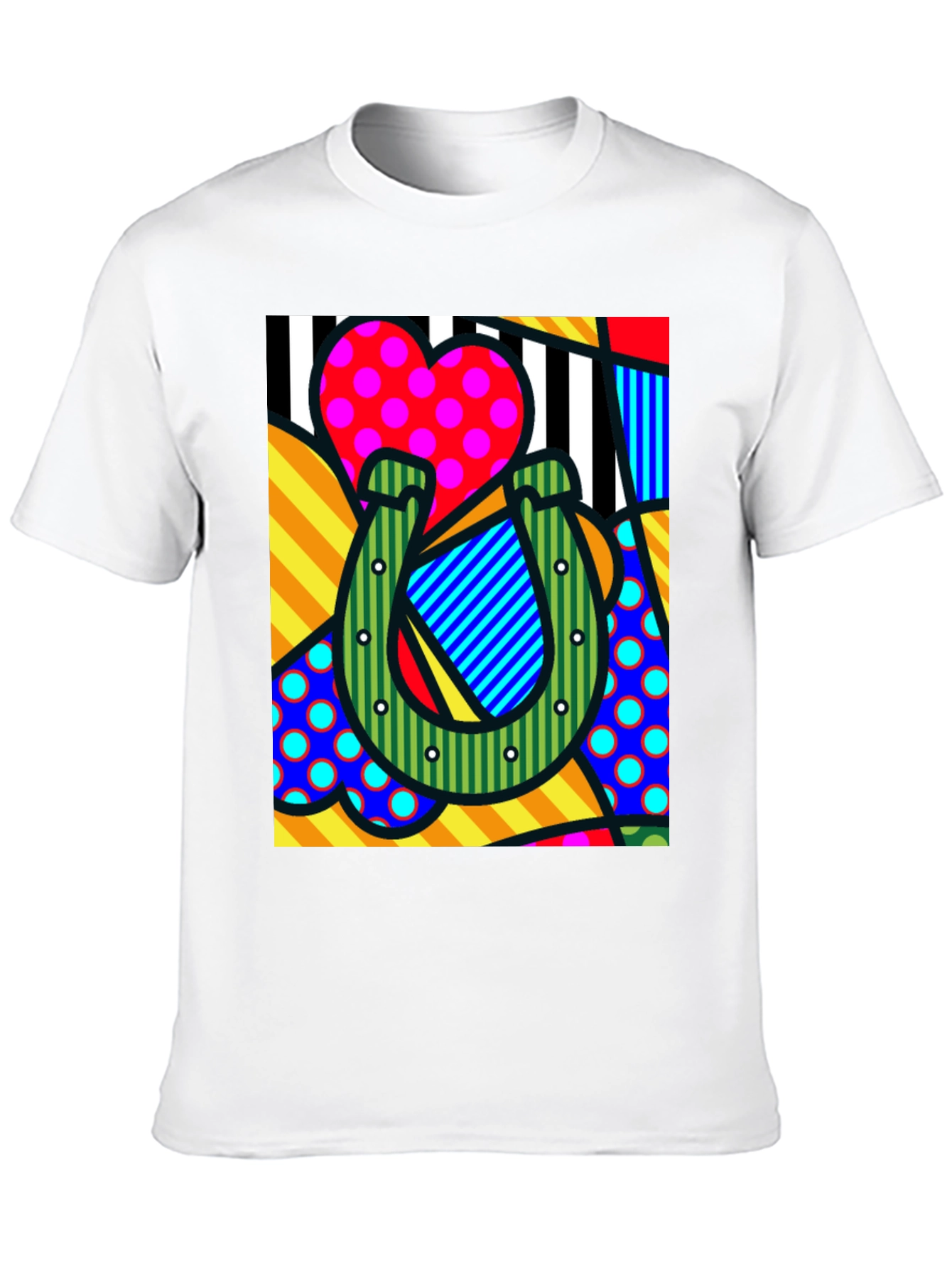 Pop Art Horseshoe Heart Graphic T-Shirt