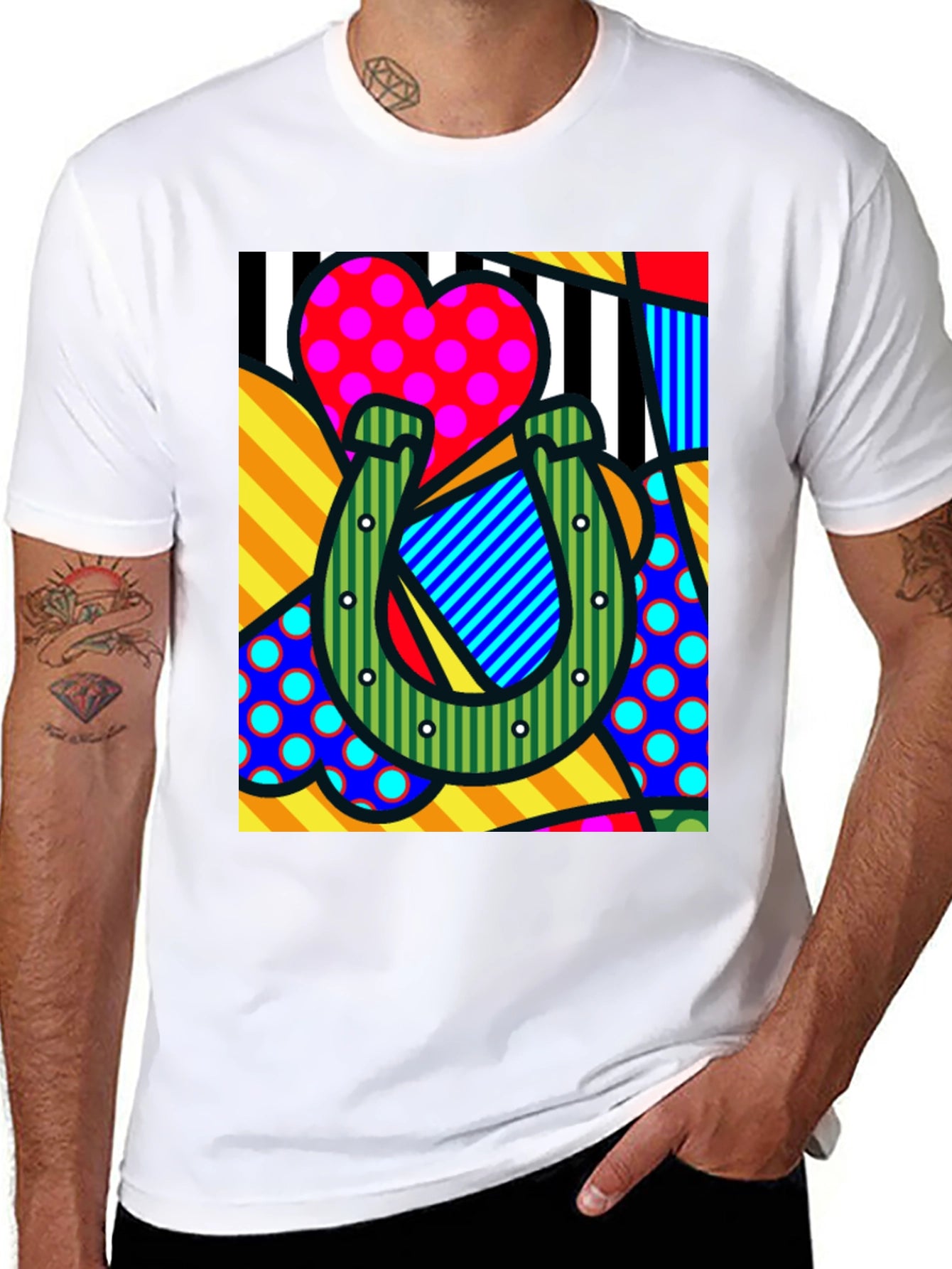 Pop Art Horseshoe Heart Graphic T-Shirt