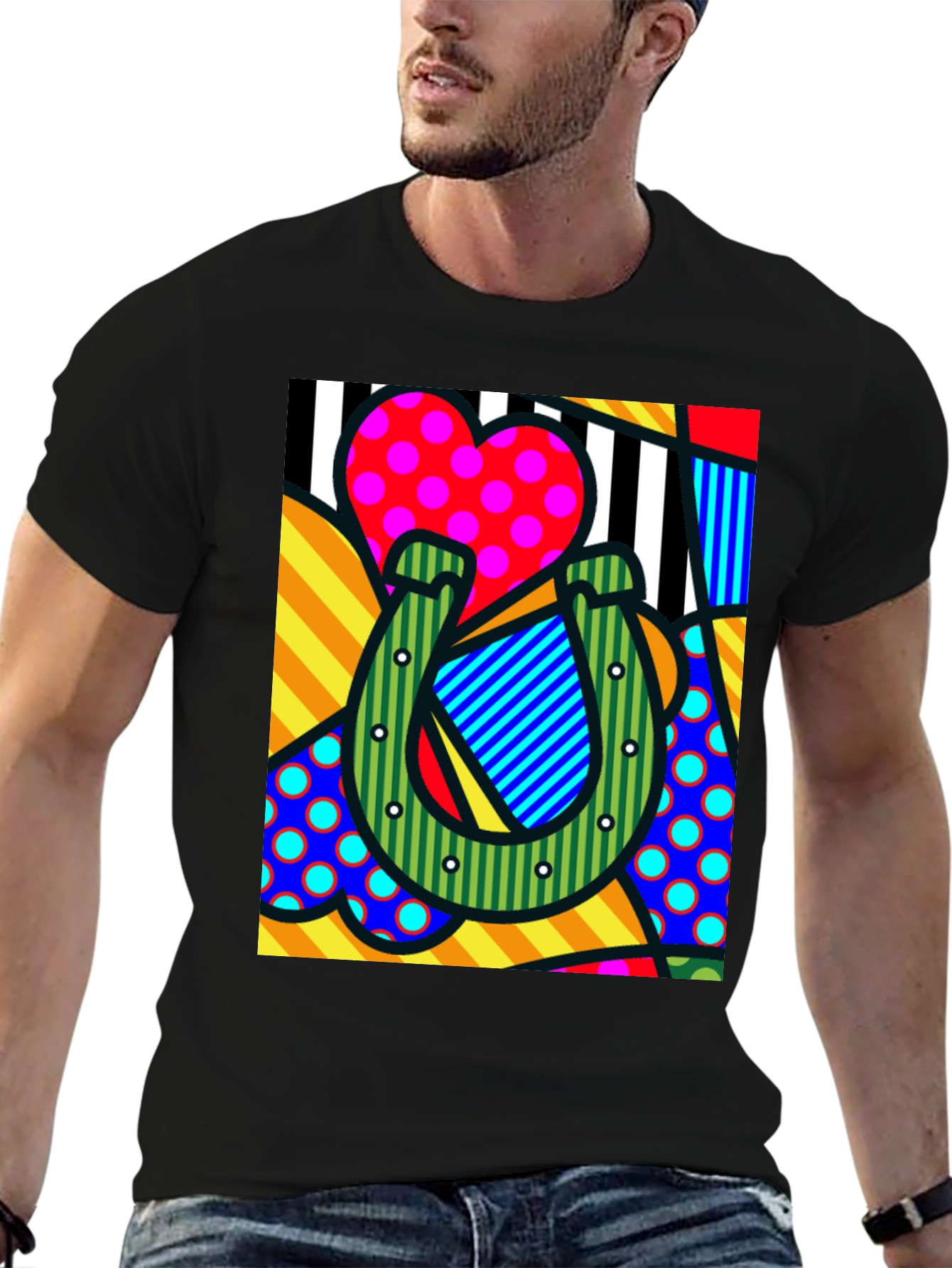 Pop Art Horseshoe Heart Graphic T-Shirt