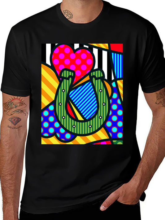 Pop Art Horseshoe Heart Graphic T-Shirt
