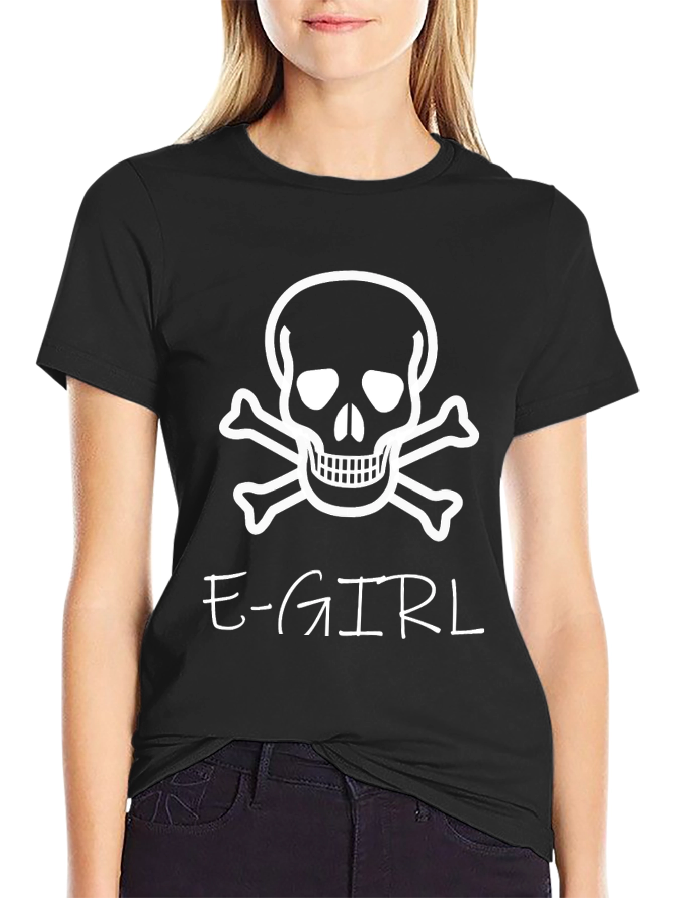 E-Girl Skull Graphic Tee - Edgy Streetwear