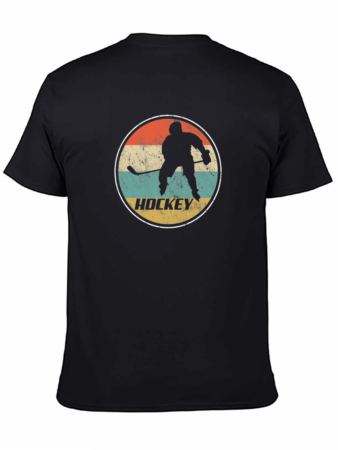 Retro Hockey Player Graphic T-Shirt - Black