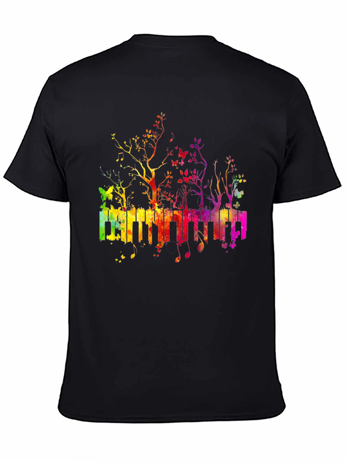 Rainbow Piano Keys T-Shirt - Musical Tree Design