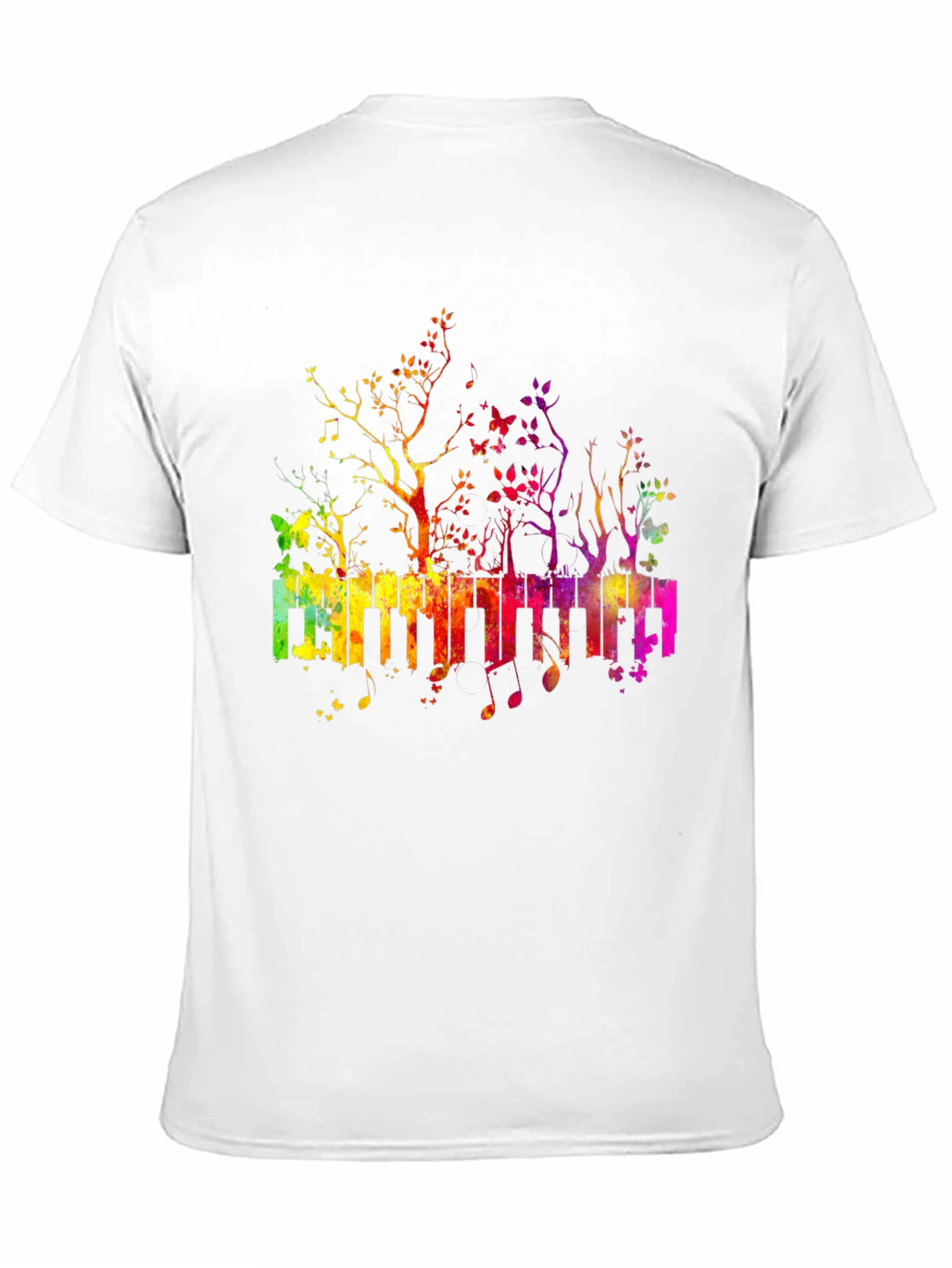Rainbow Piano Keys T-Shirt - Musical Tree Design