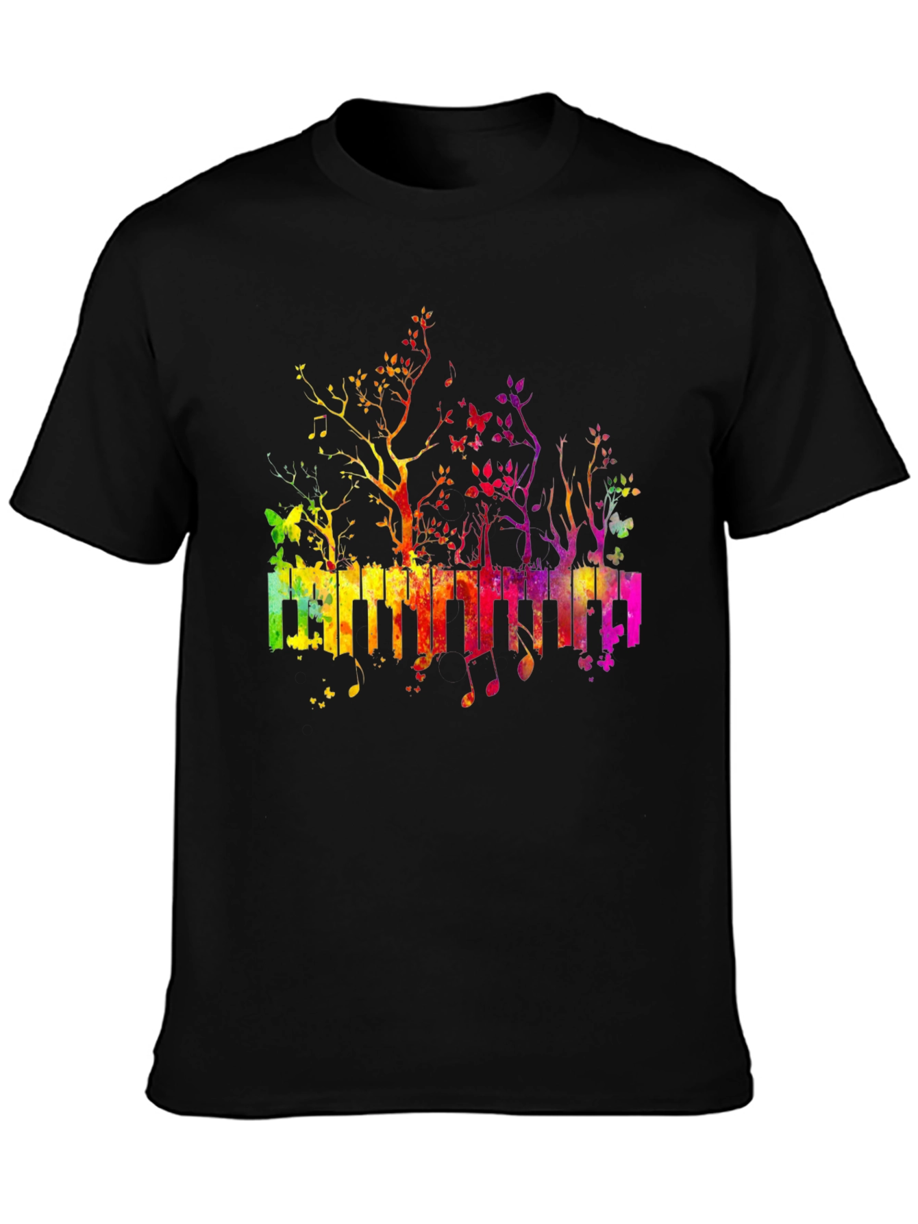 Rainbow Piano Keys T-Shirt - Musical Tree Design
