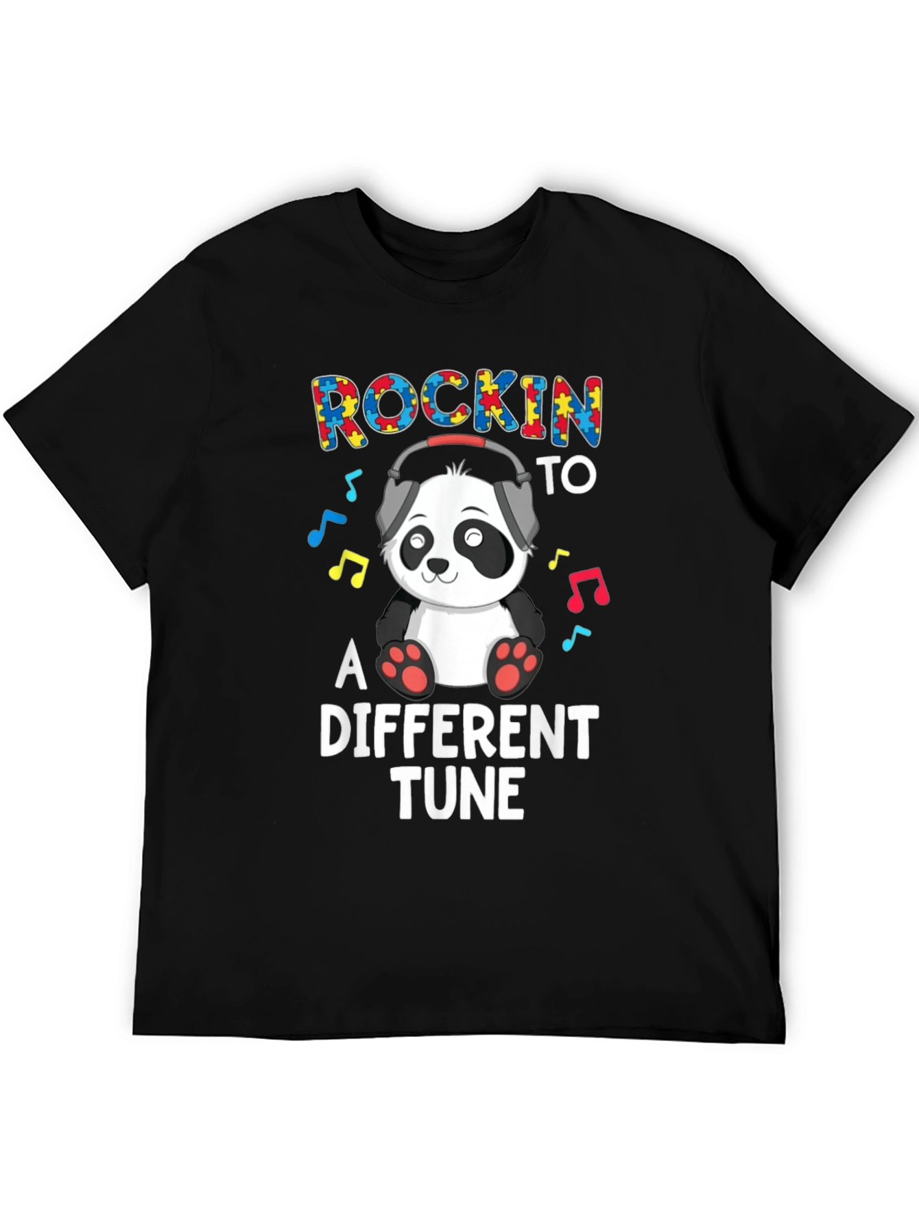 Rockin to a Different Tune Autism Awareness Panda T-Shirt