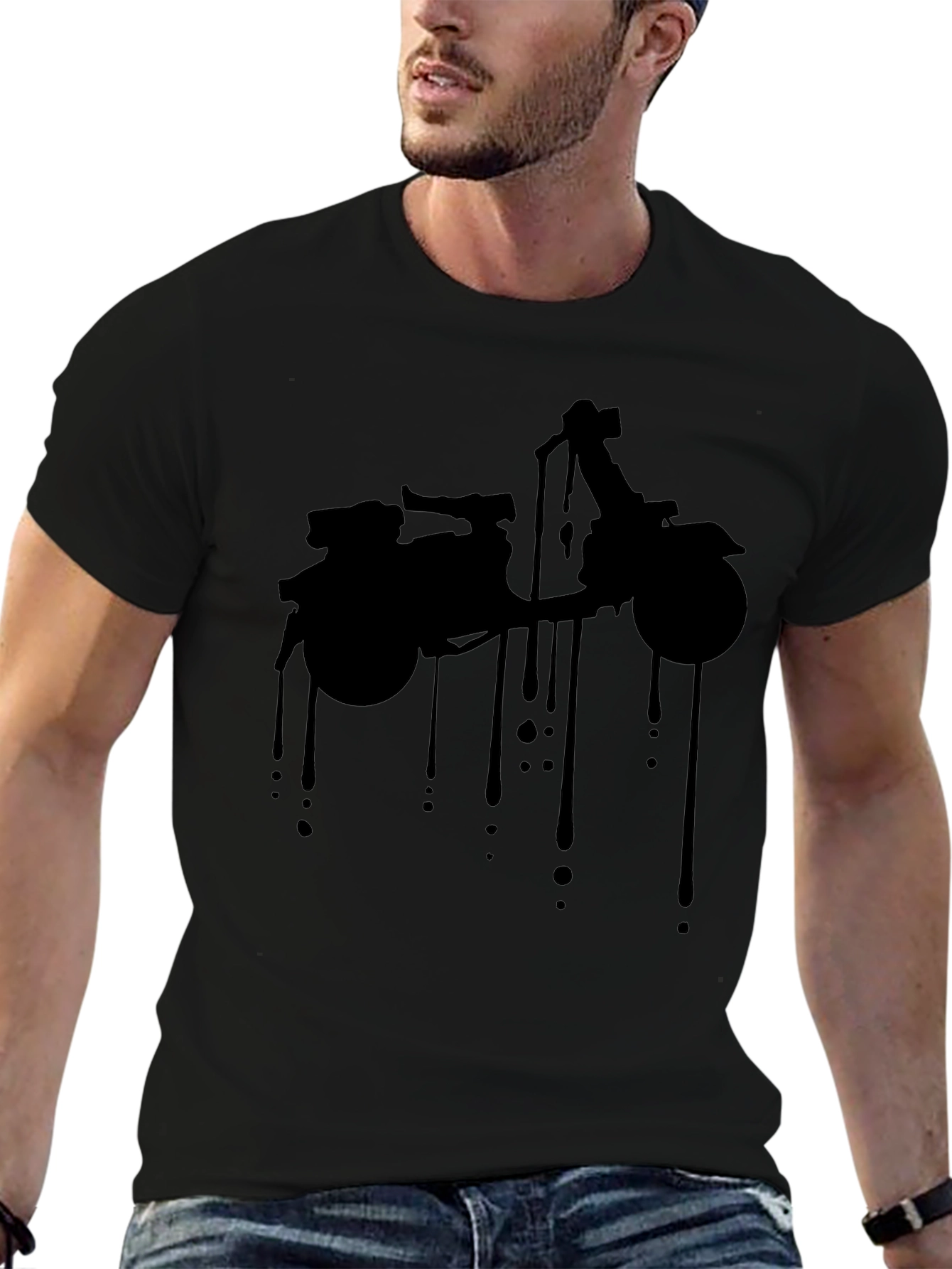Cool Motorcycle Dripping Black T-Shirt
