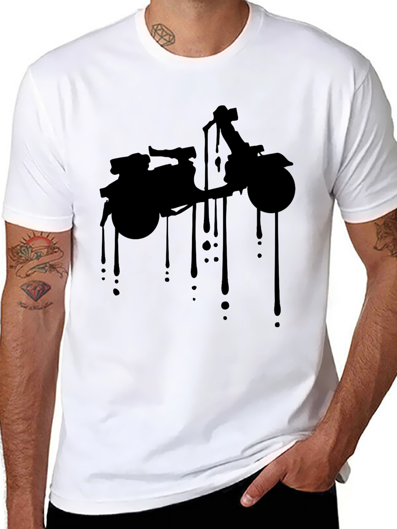 Cool Motorcycle Dripping Black T-Shirt