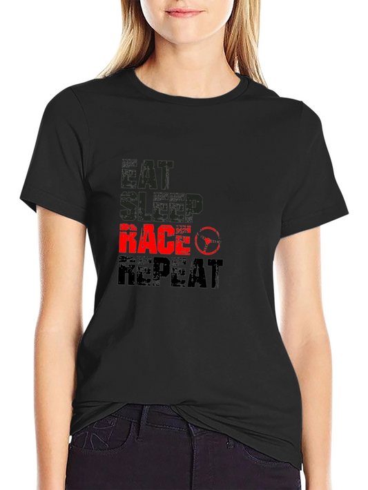 Eat Sleep Race Repeat Black T-Shirt