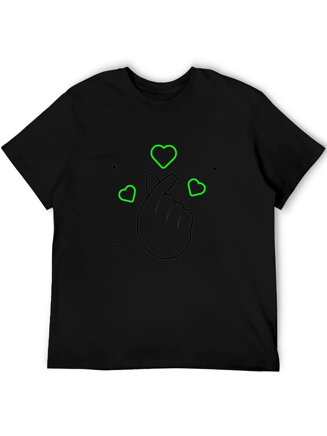 Heart Gesture Graphic Black T-Shirt