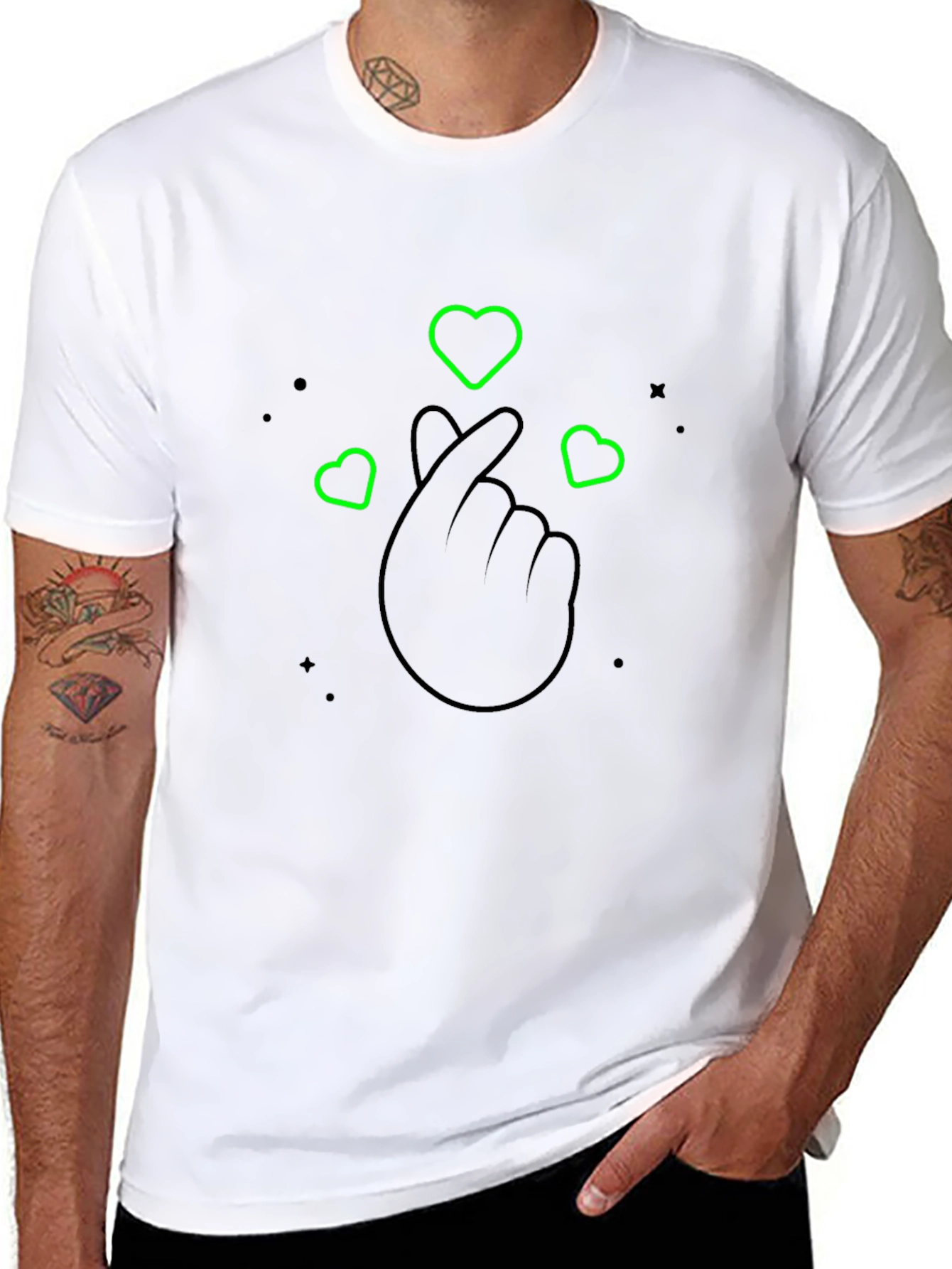 Heart Gesture Graphic Black T-Shirt
