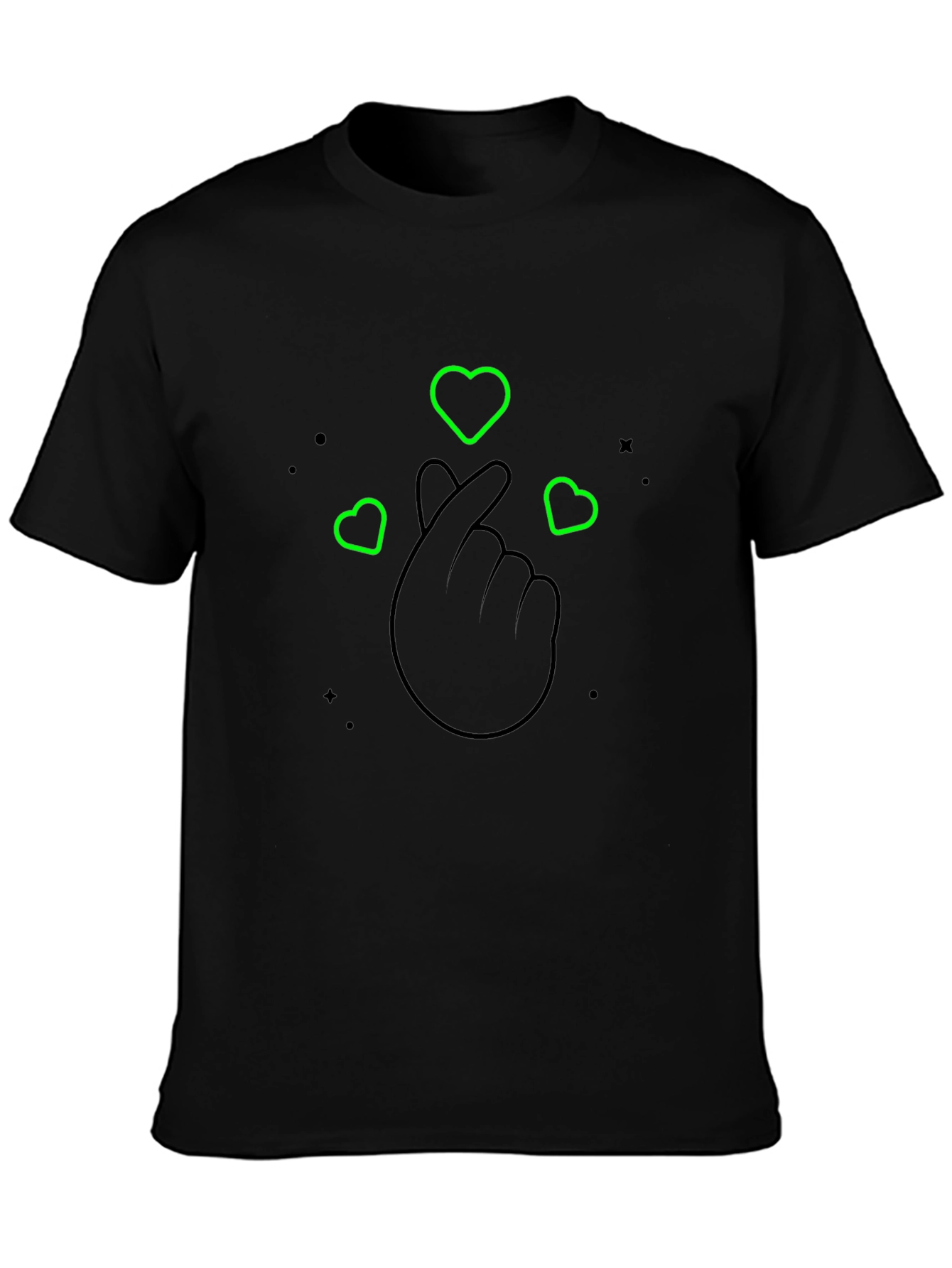 Heart Gesture Graphic Black T-Shirt