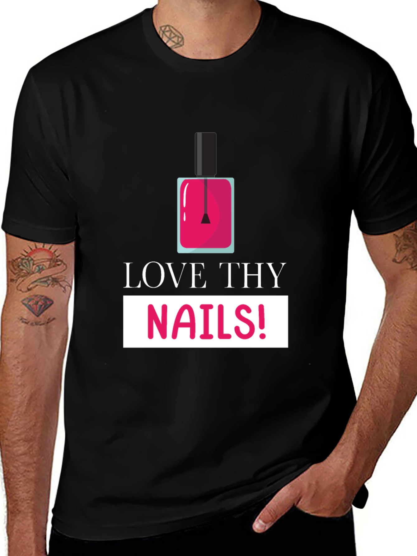 Love Thy Nails! Graphic Print Black T-Shirt