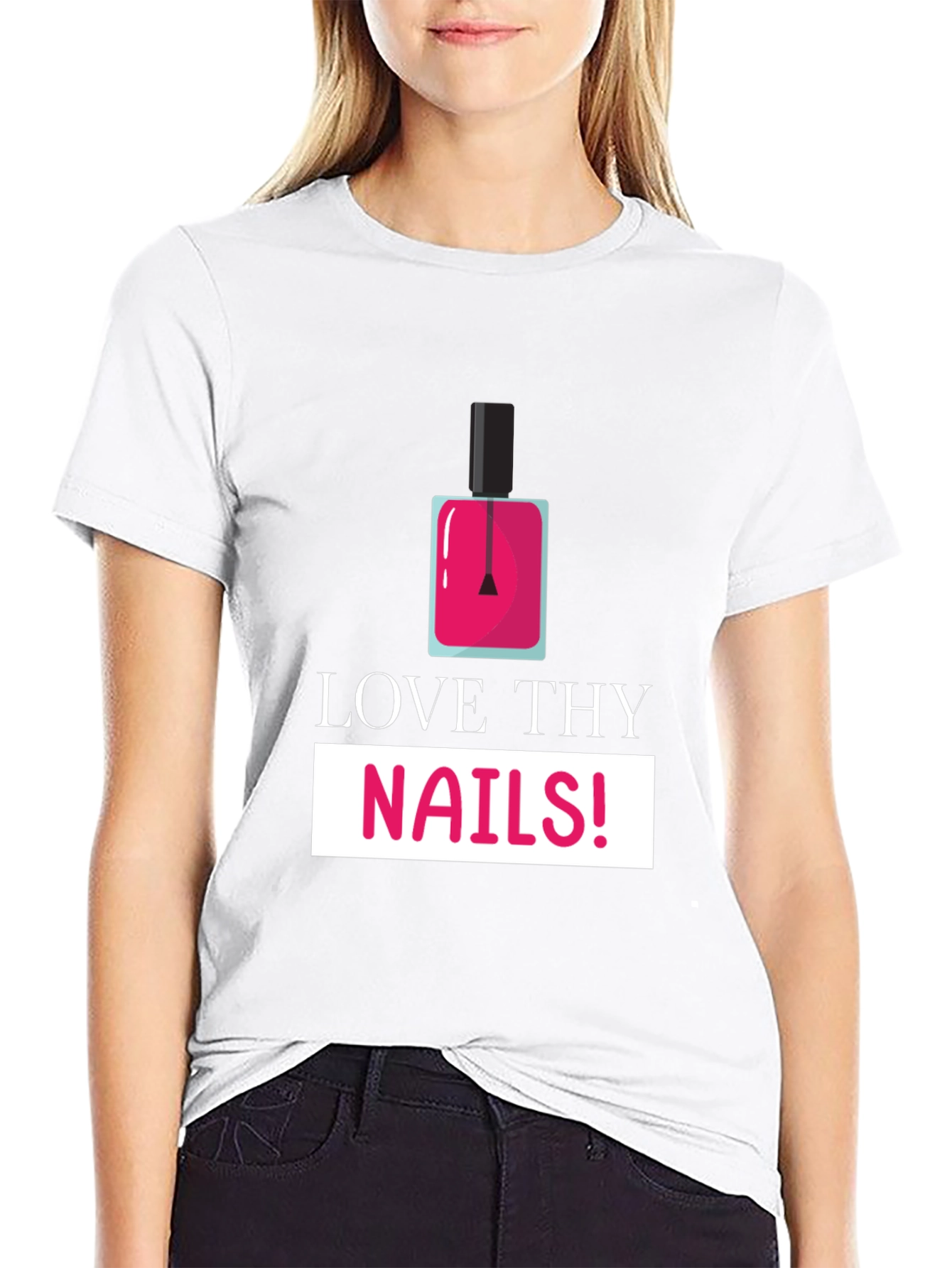 Love Thy Nails! Graphic Print Black T-Shirt