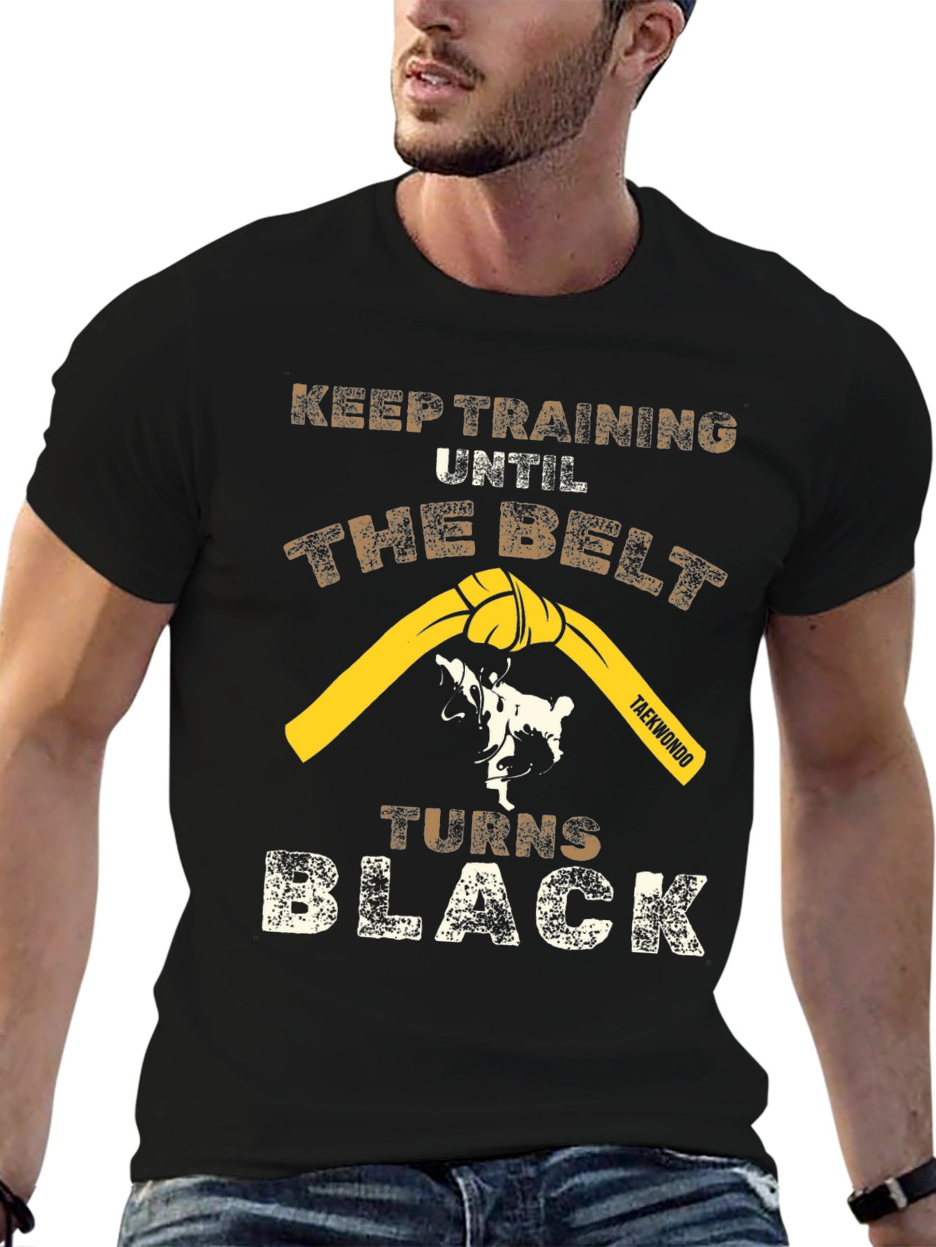 Taekwondo Training T-Shirt - Belt Turns Black