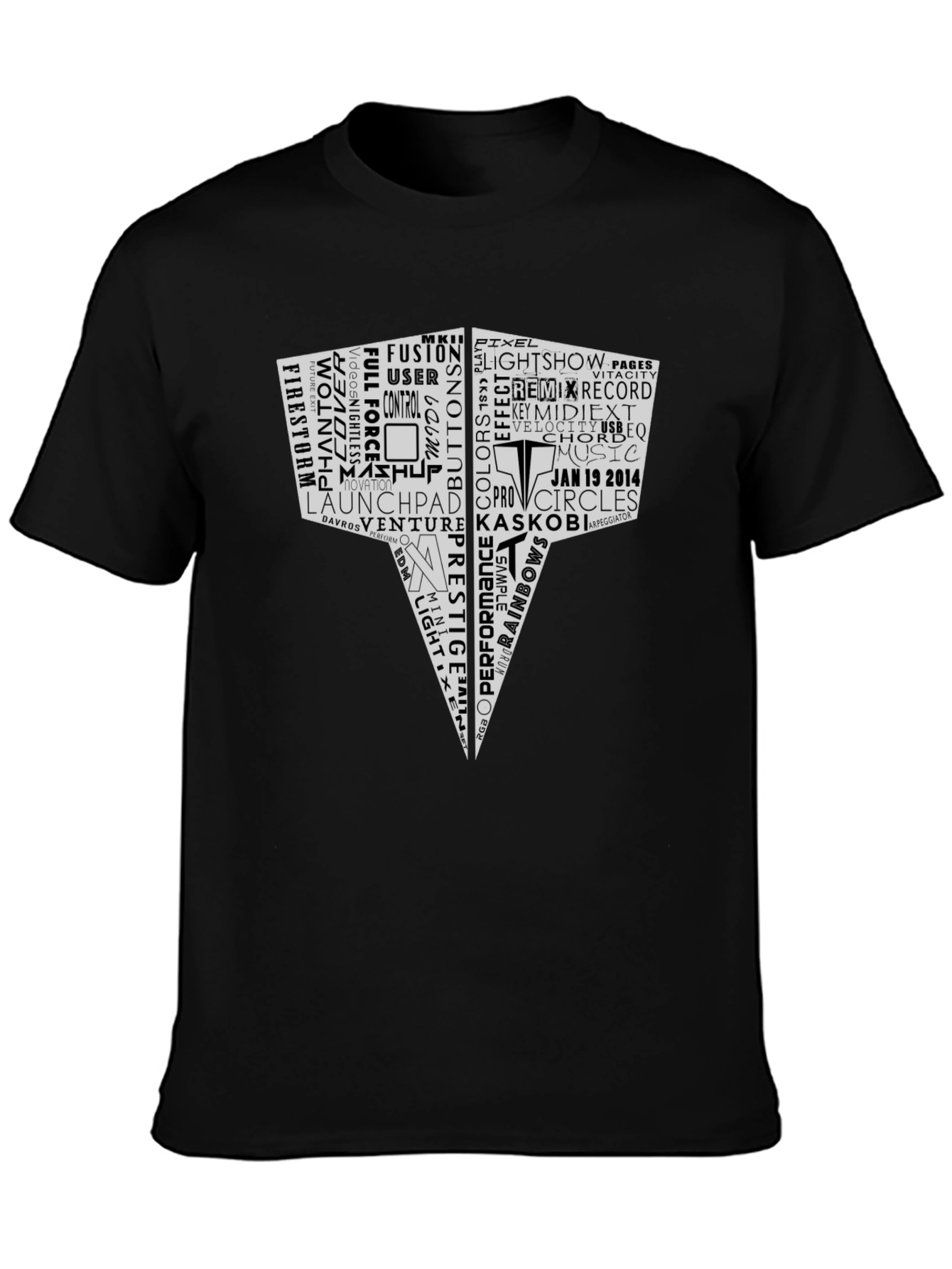 Abstract EDM Word Art Black T-Shirt
