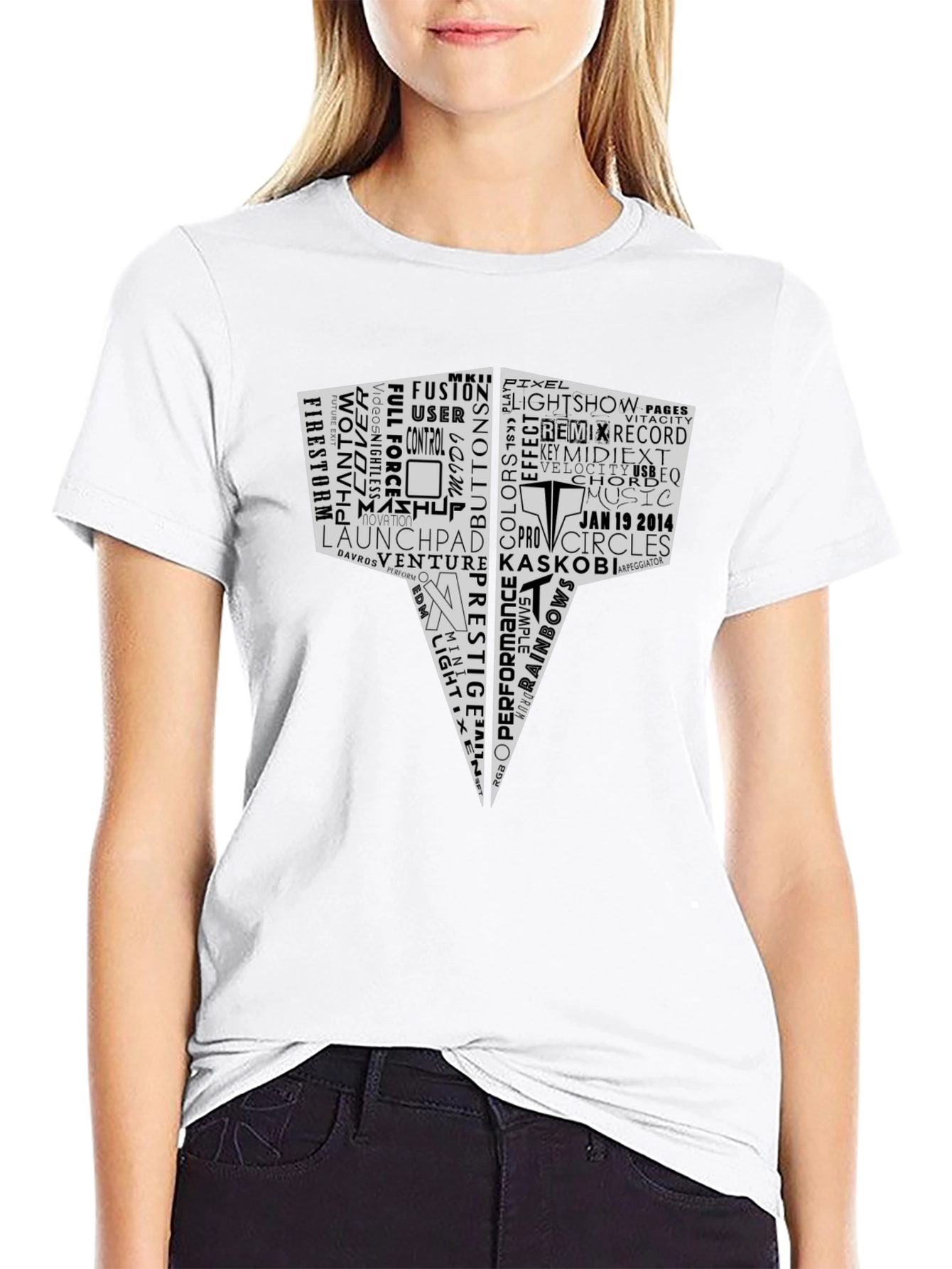 Abstract EDM Word Art Black T-Shirt