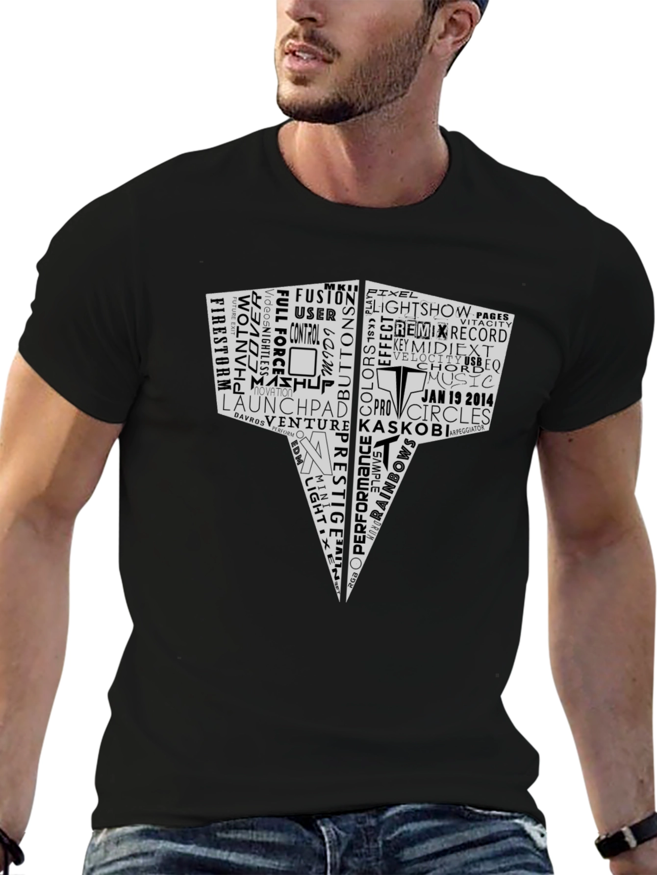 Abstract EDM Word Art Black T-Shirt