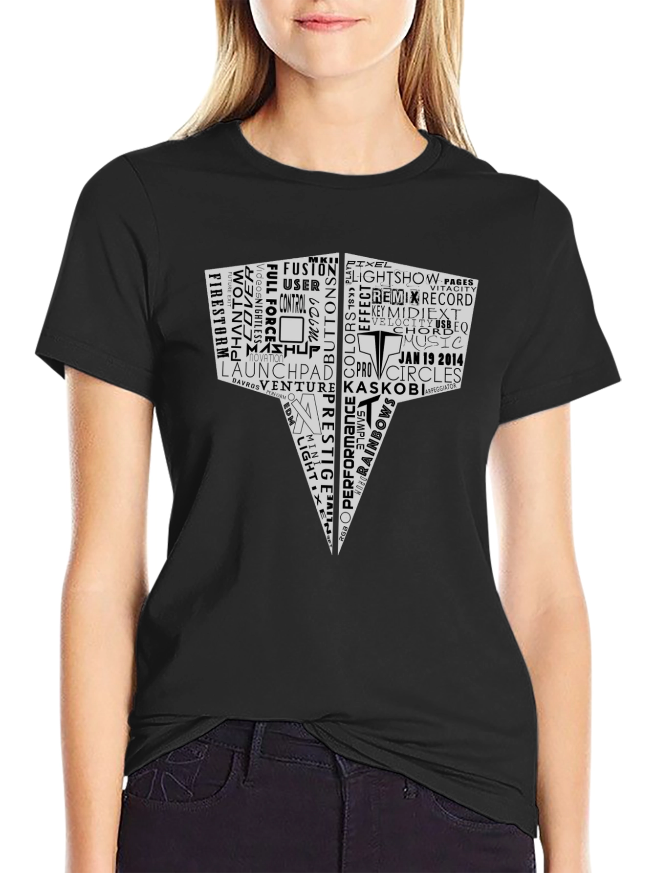 Abstract EDM Word Art Black T-Shirt