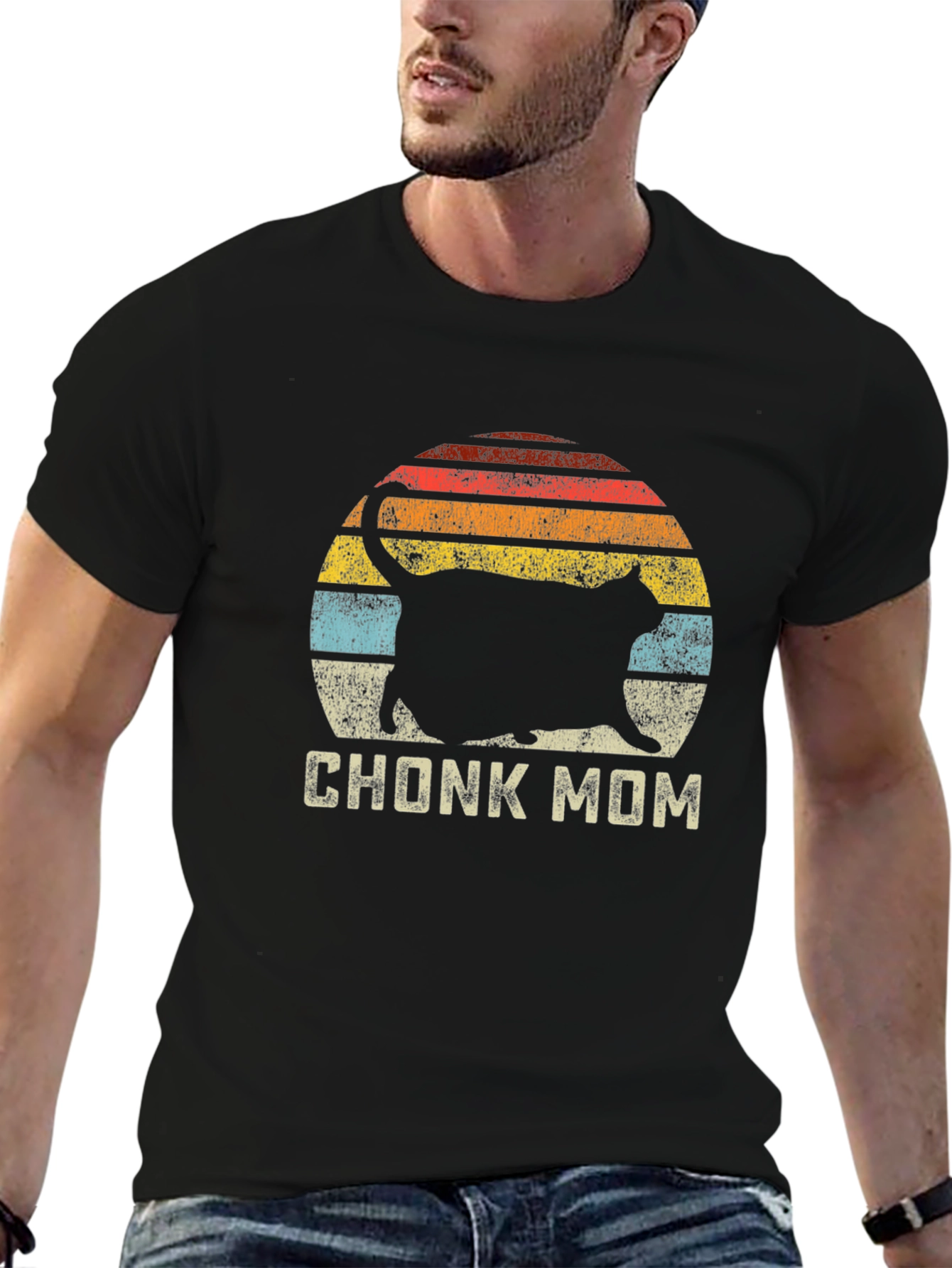 Chonk Mom Cat T-Shirt - Retro Style