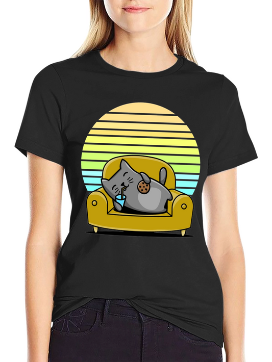 Lazy Cat on Couch T-Shirt
