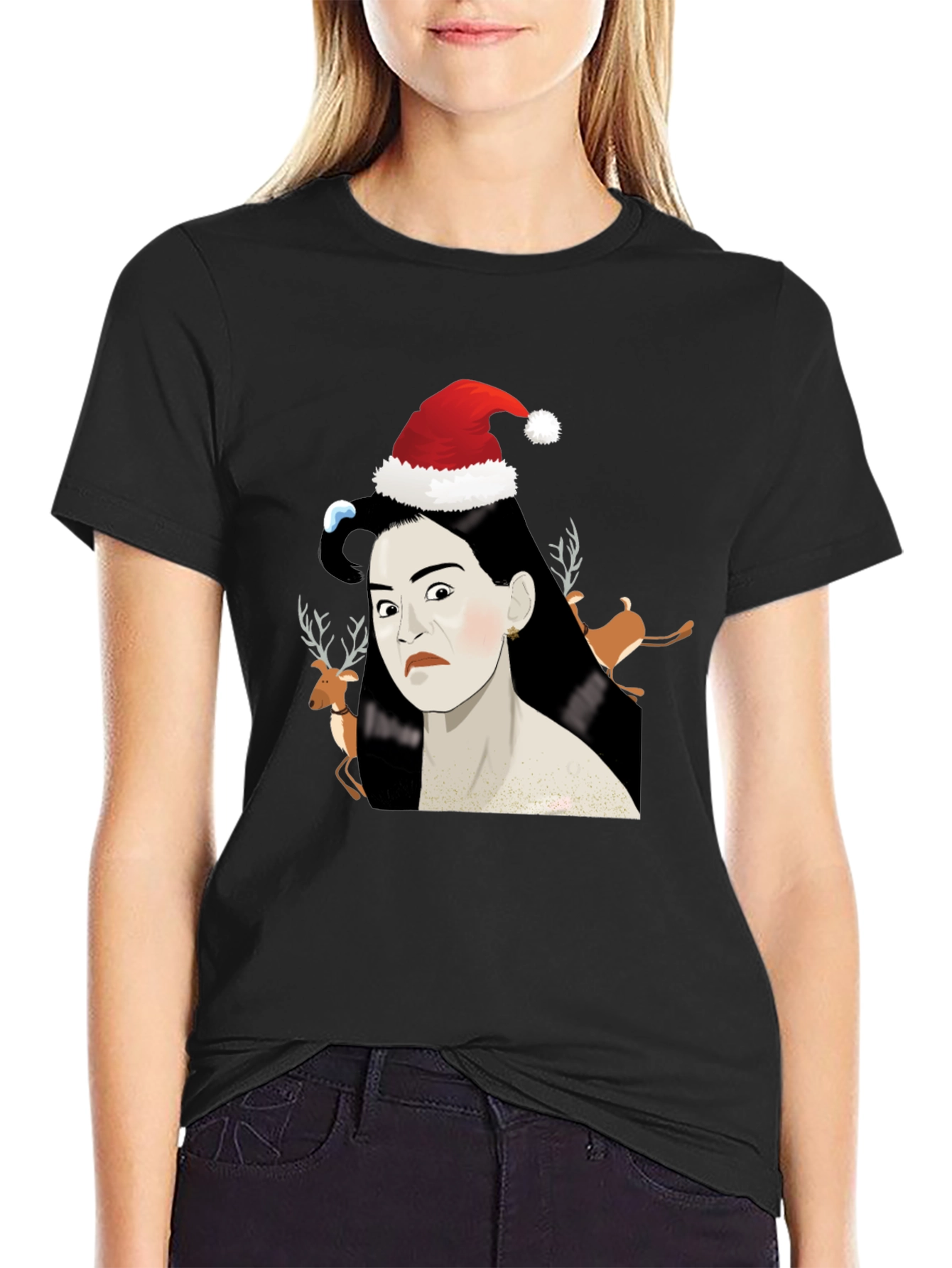 Funny Christmas T-Shirt with Santa Hat Design