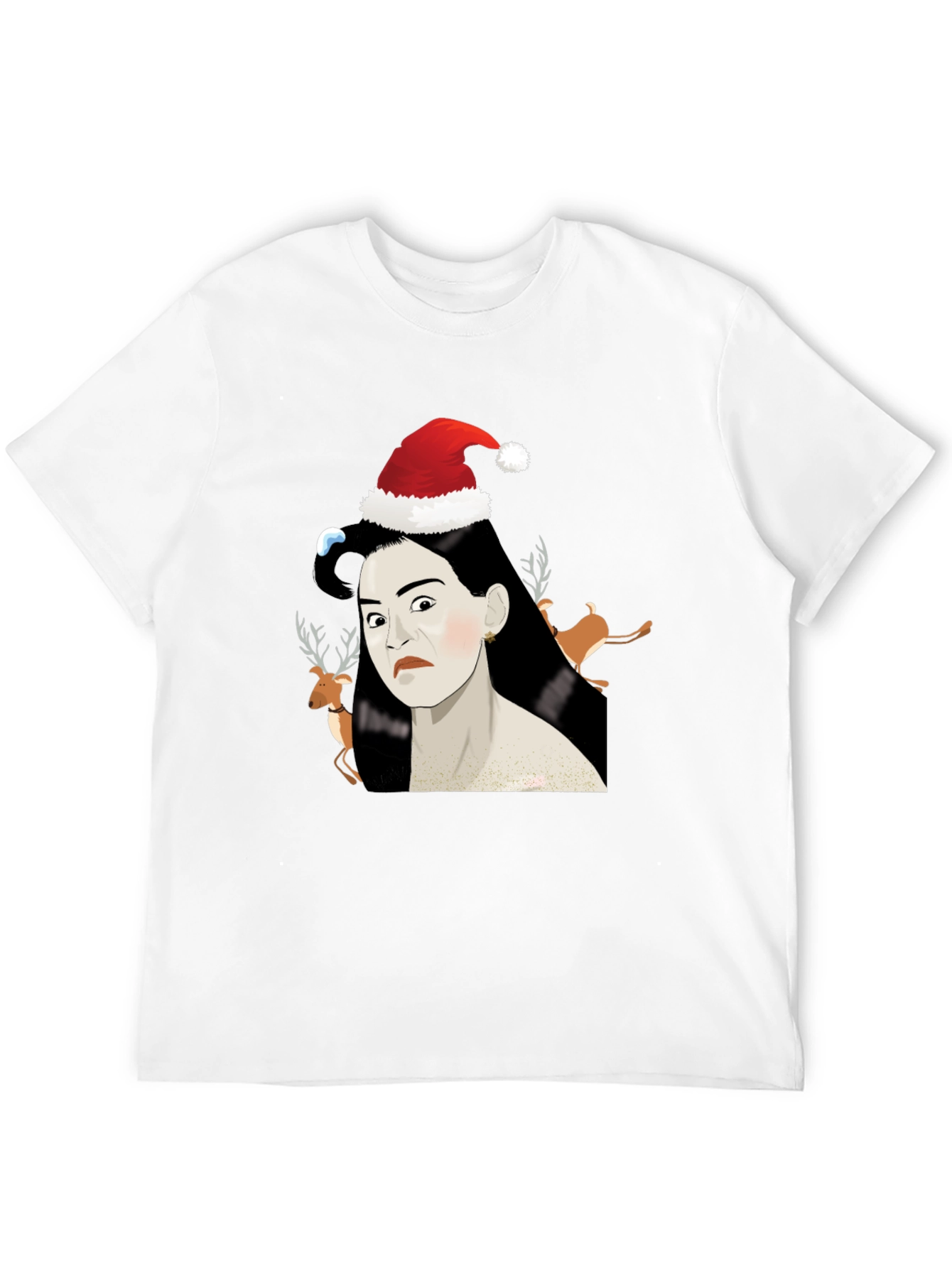 Funny Christmas T-Shirt with Santa Hat Design
