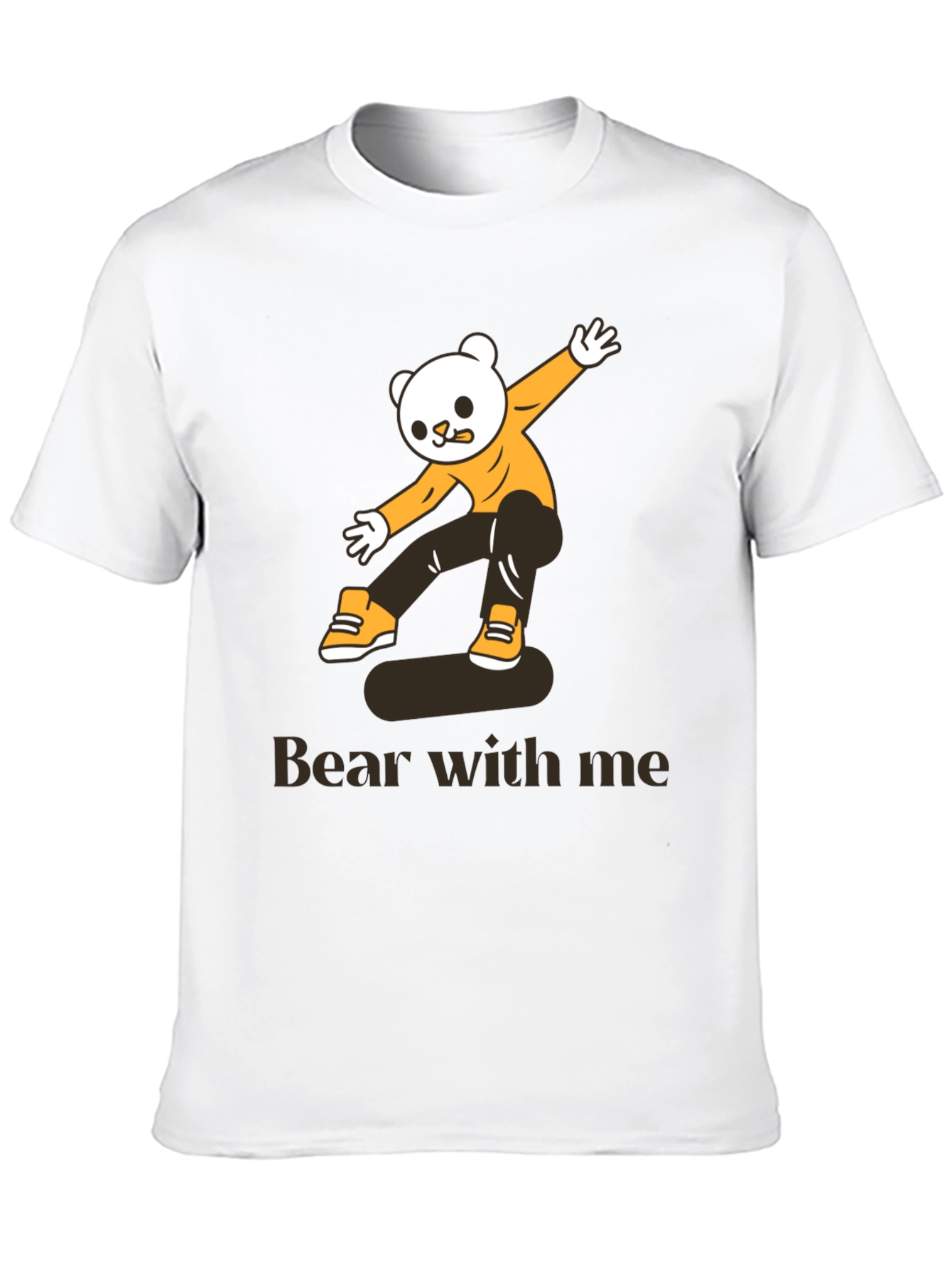 Skateboarding Bear Graphic Tee - Cool Black T-Shirt