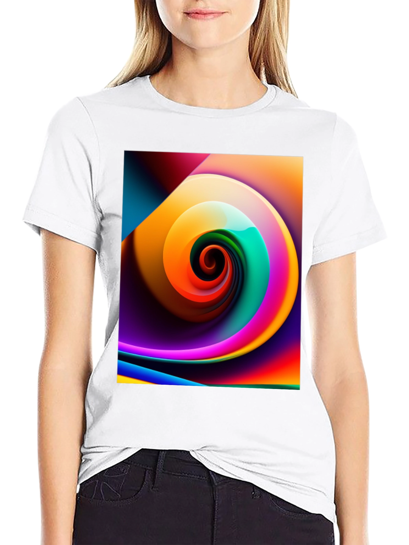 Vibrant Swirl Graphic Black T-Shirt