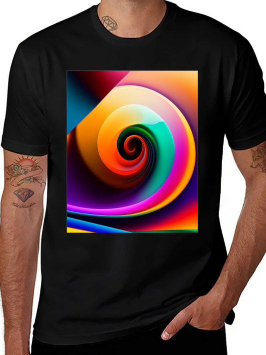 Vibrant Swirl Graphic Black T-Shirt