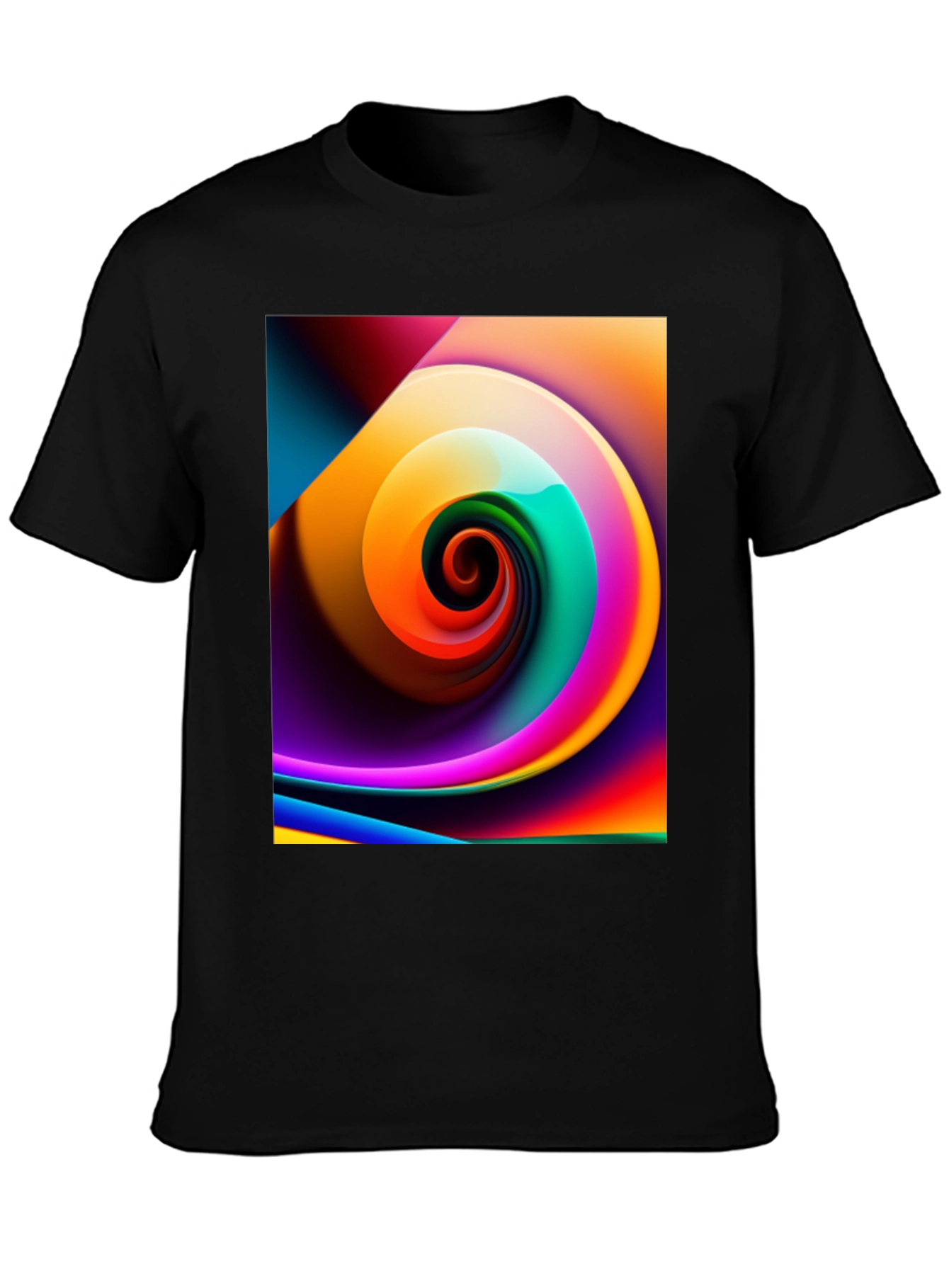 Vibrant Swirl Graphic Black T-Shirt