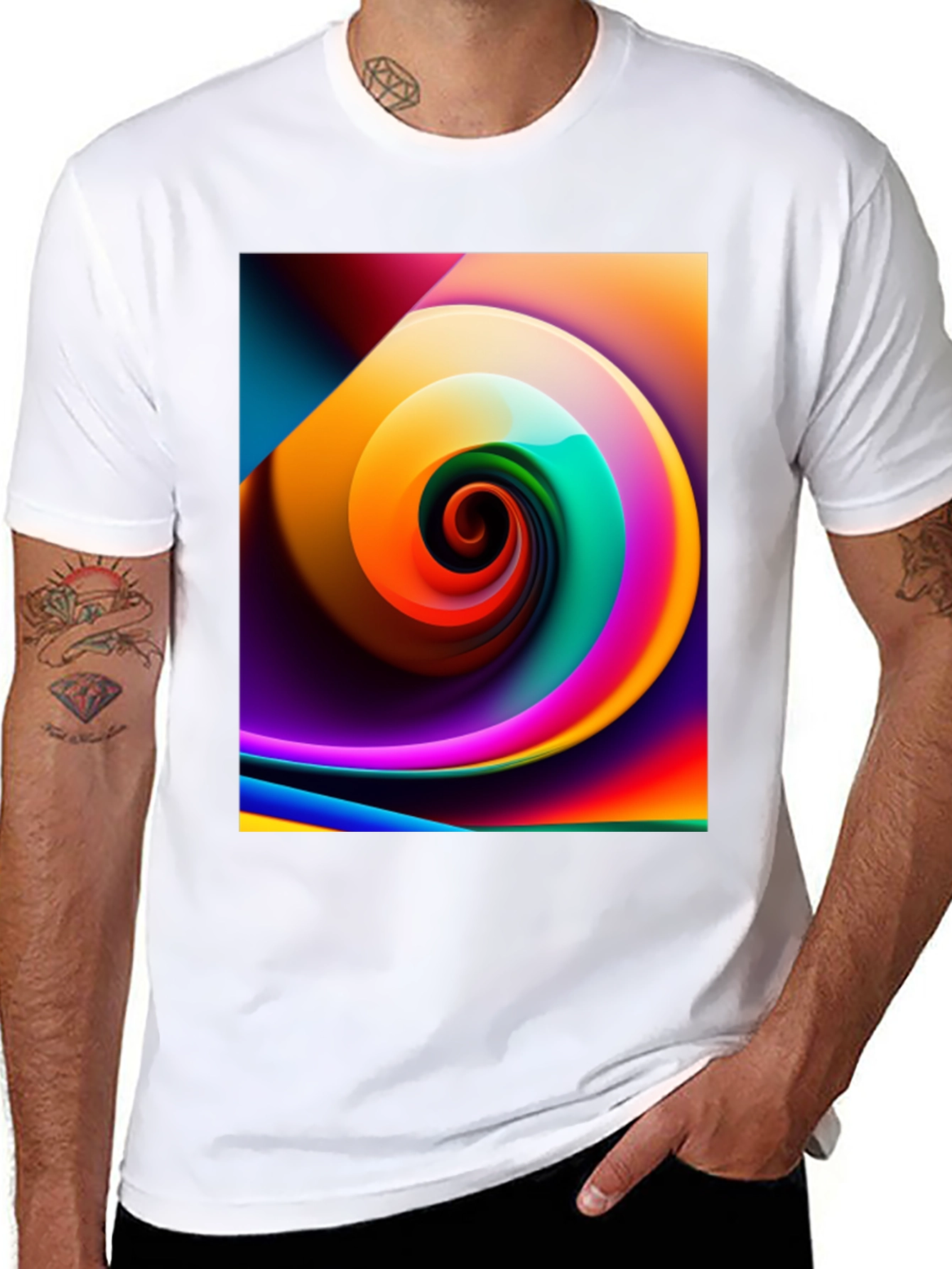 Vibrant Swirl Graphic Black T-Shirt