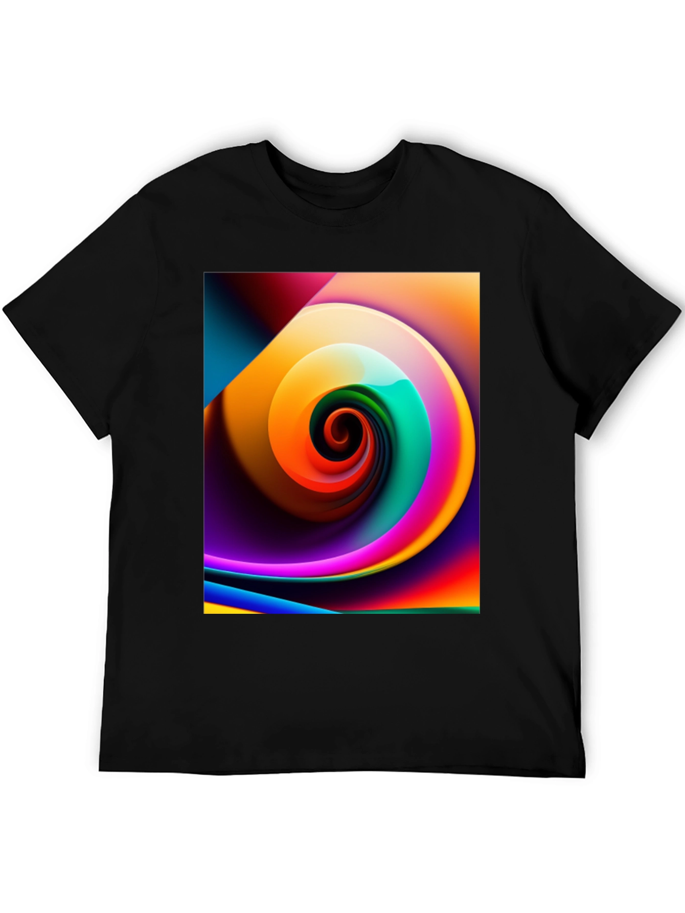 Vibrant Swirl Graphic Black T-Shirt