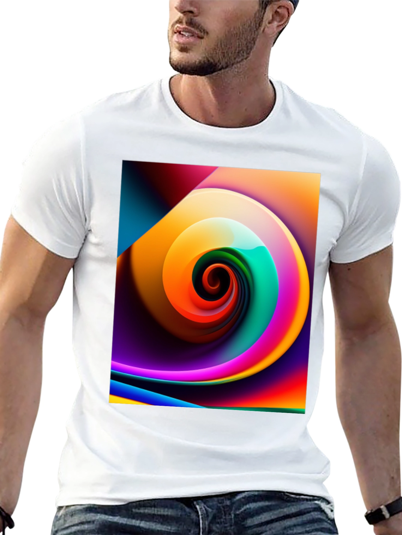 Vibrant Swirl Graphic Black T-Shirt